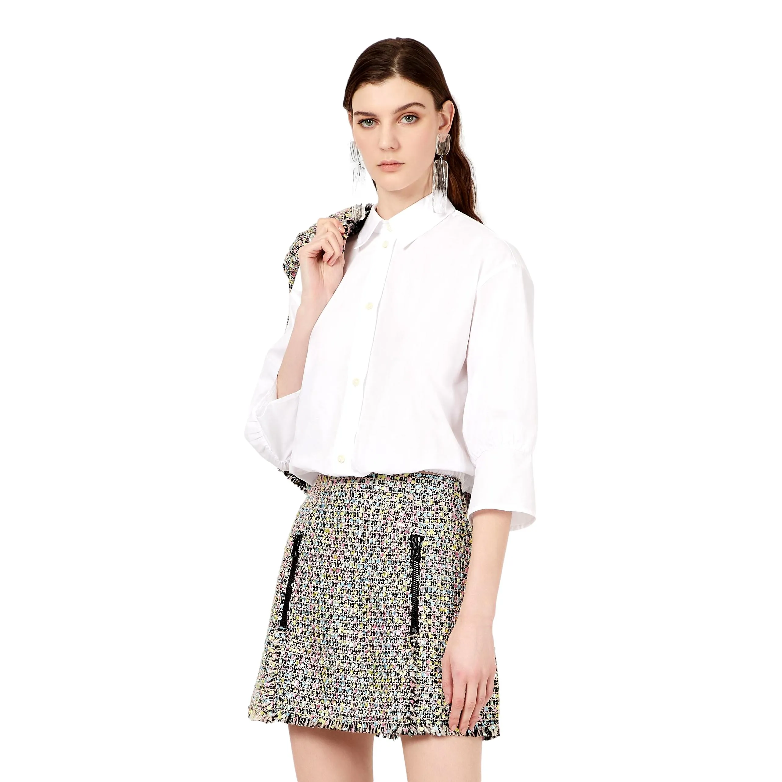 Camicia in popeline con arricciatura in vita