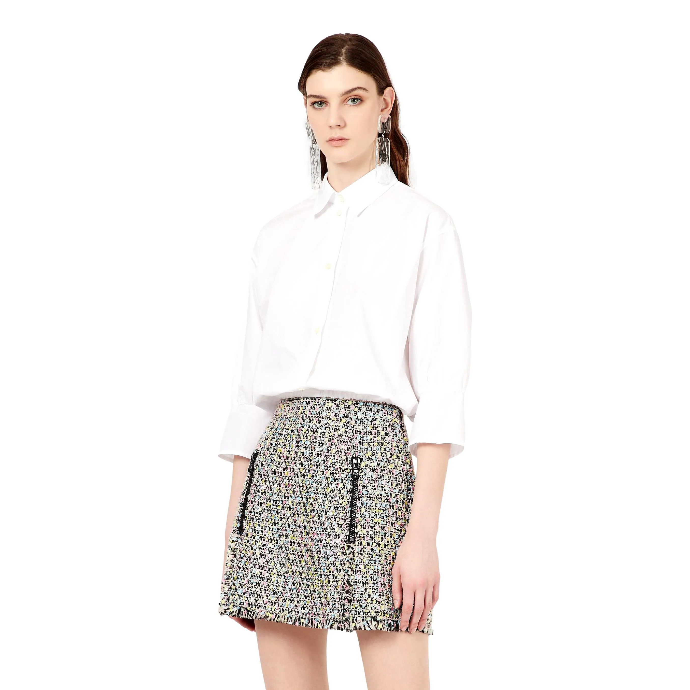 Camicia in popeline con arricciatura in vita