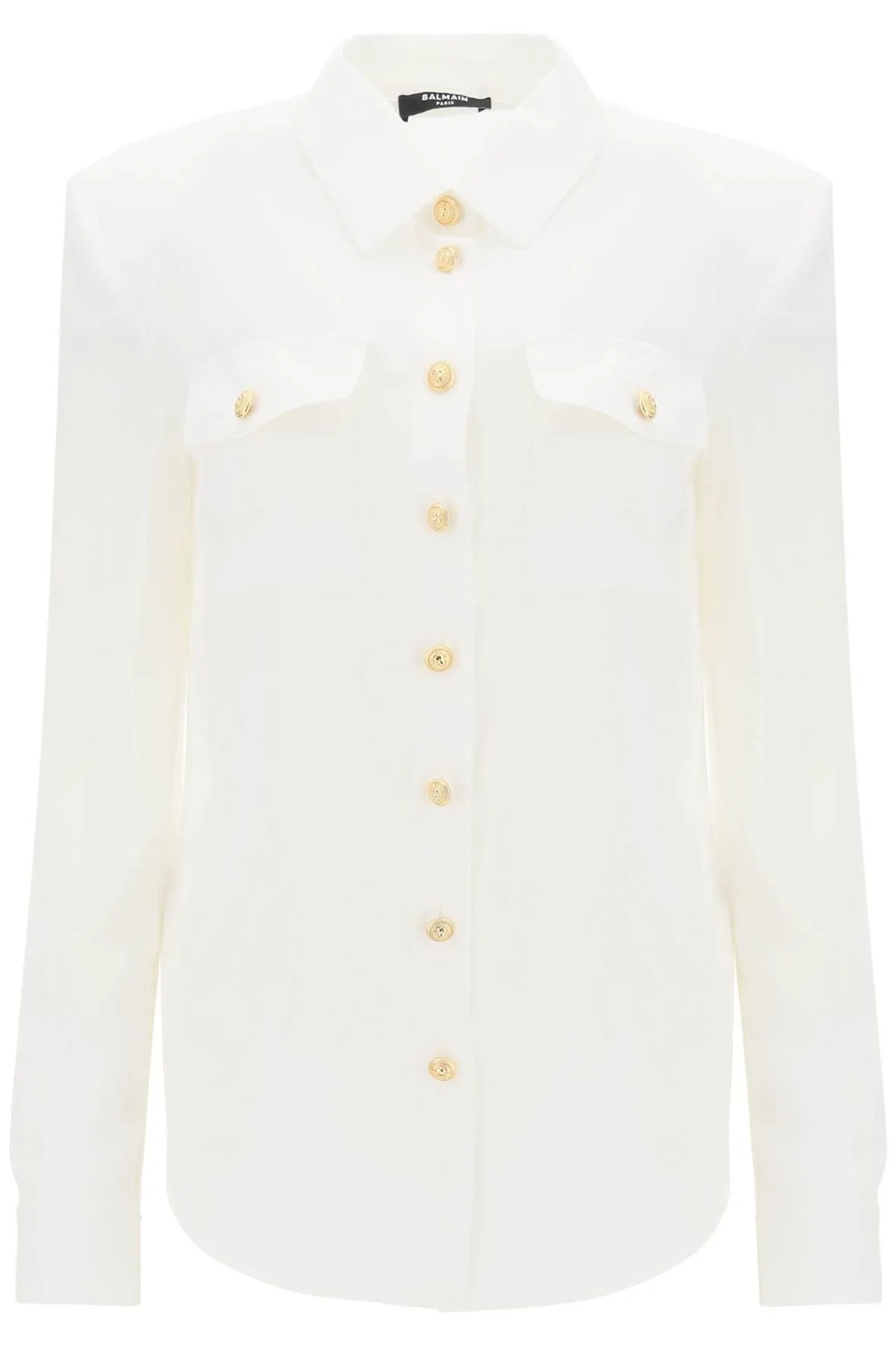 Camicia in seta con spalle imbottite