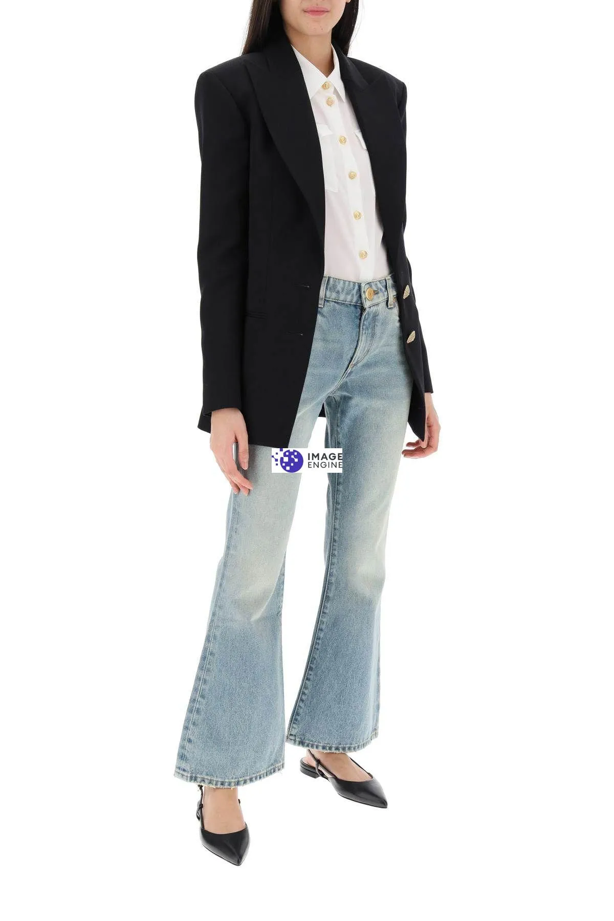 Camicia in seta con spalle imbottite