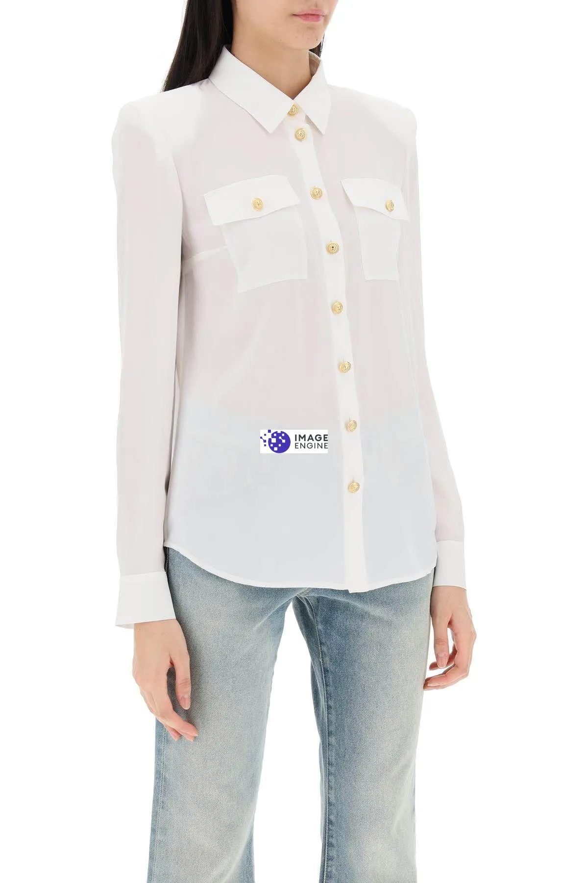 Camicia in seta con spalle imbottite