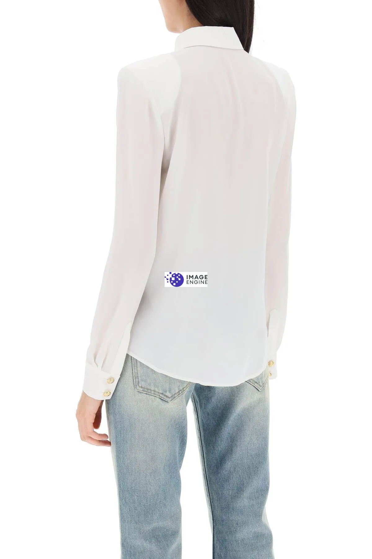 Camicia in seta con spalle imbottite