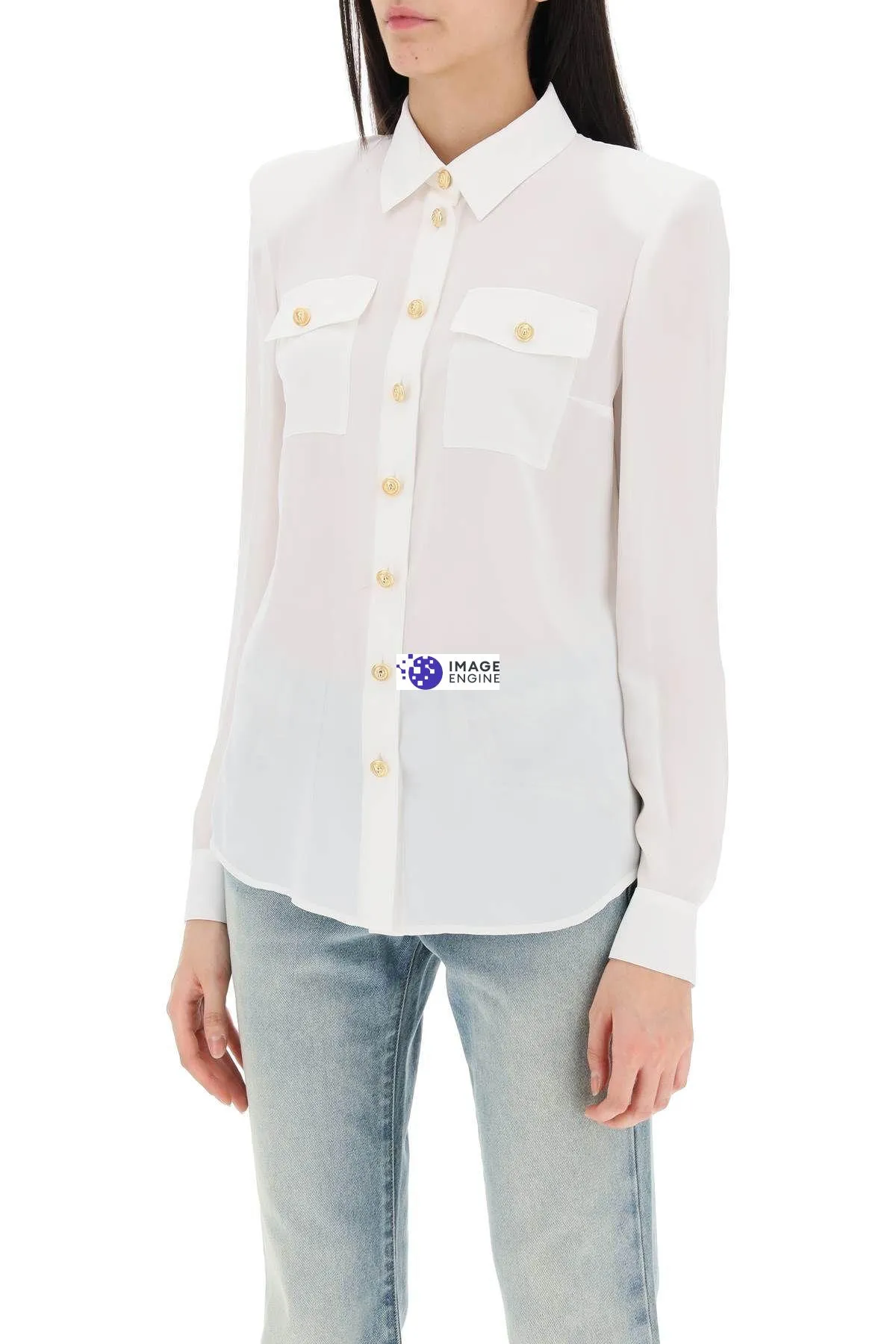 Camicia in seta con spalle imbottite