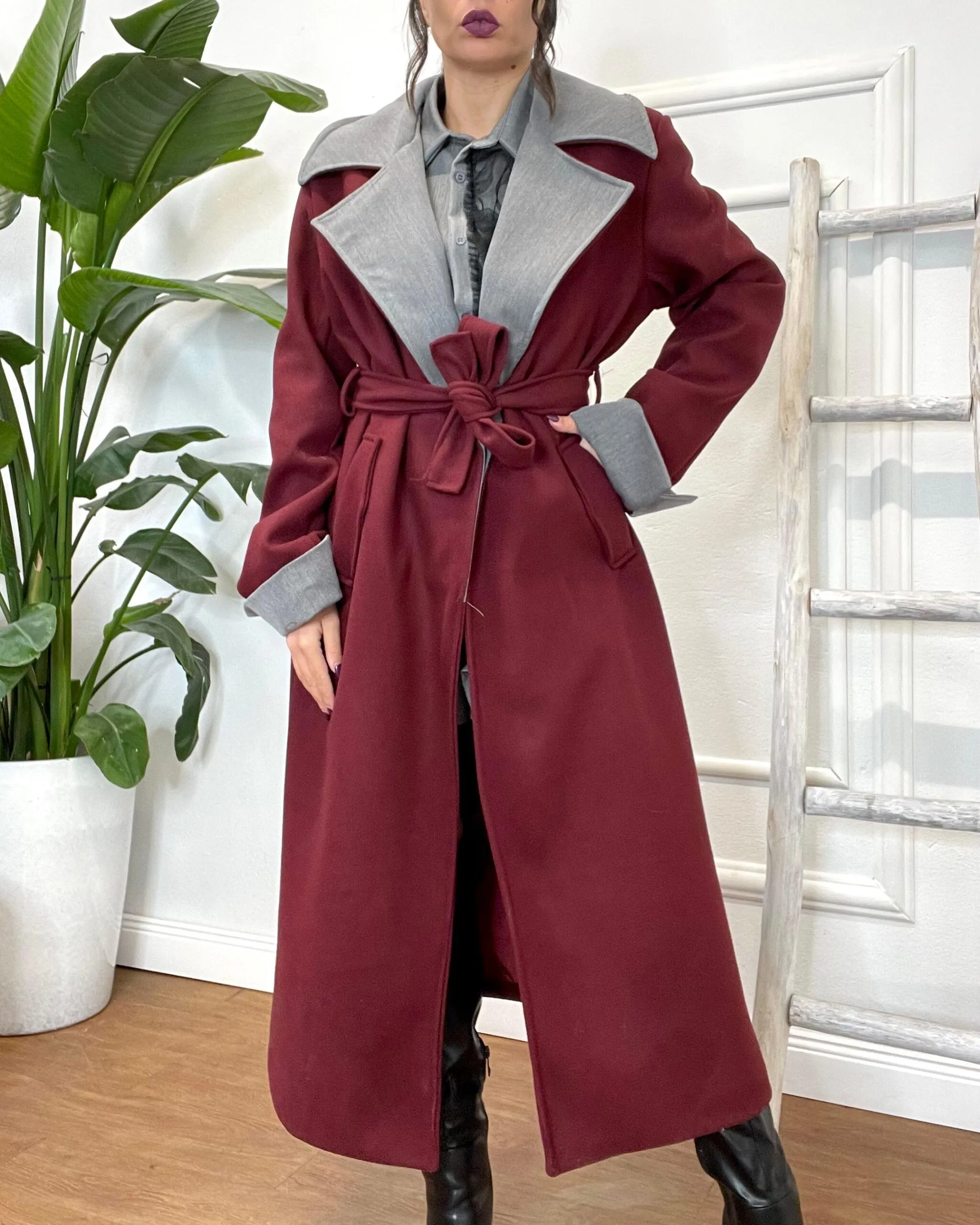 CAPPOTTO BICOLOR 369 bordeaux