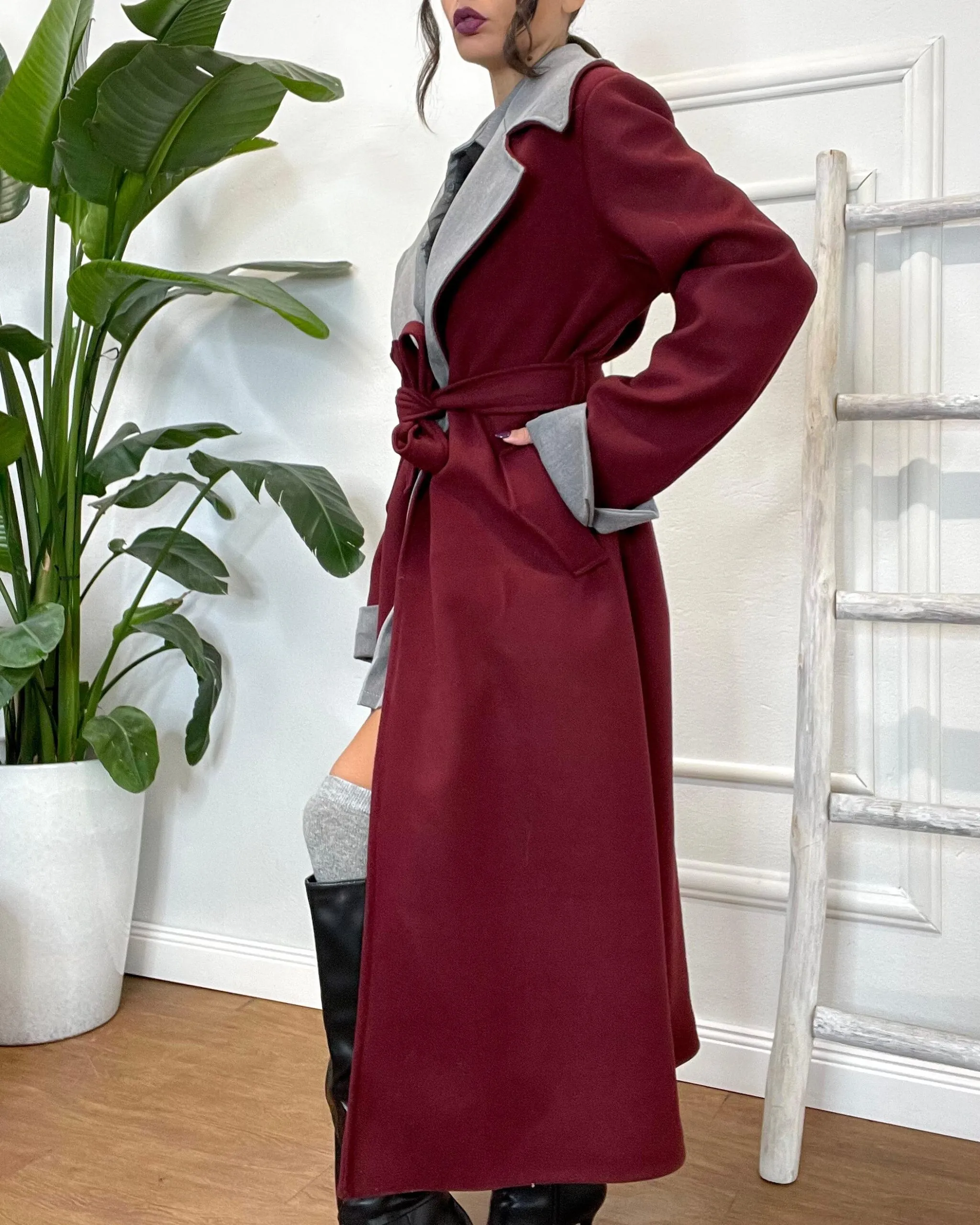 CAPPOTTO BICOLOR 369 bordeaux