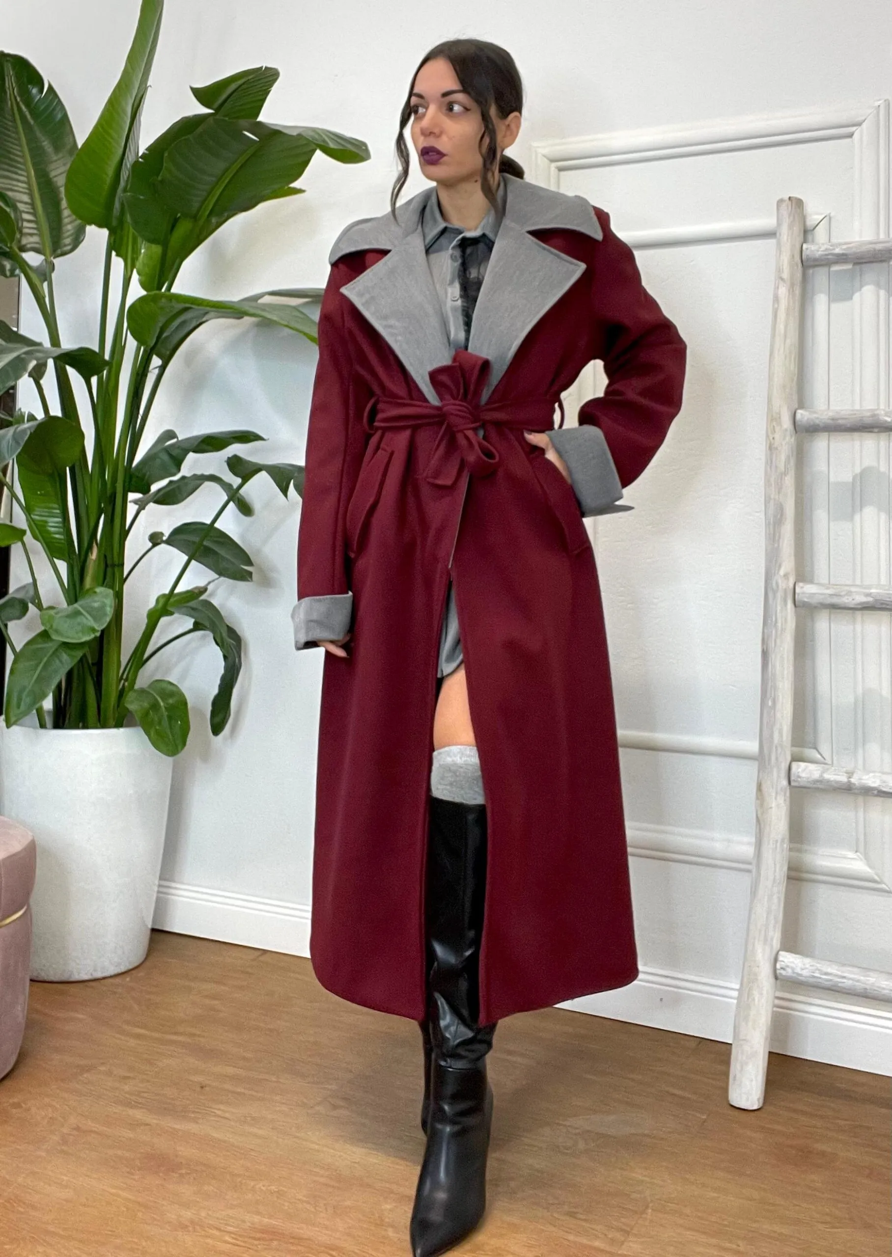 CAPPOTTO BICOLOR 369 bordeaux
