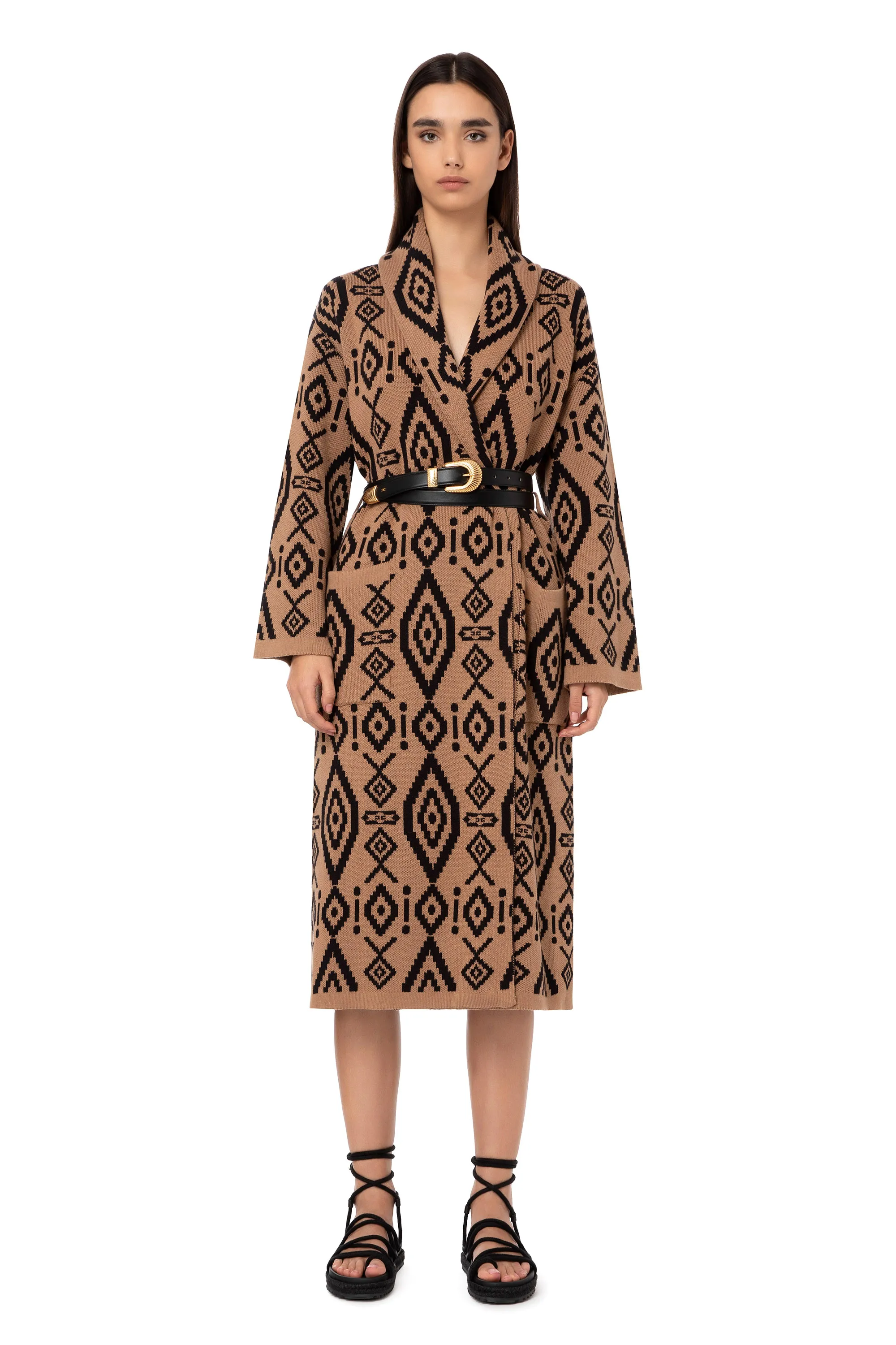 Cappotto lungo disegno rombo