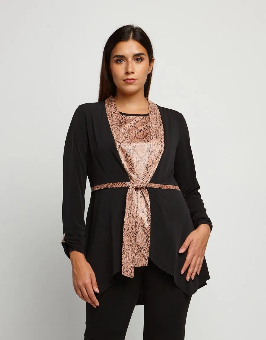 Cardigan con inserti animalier