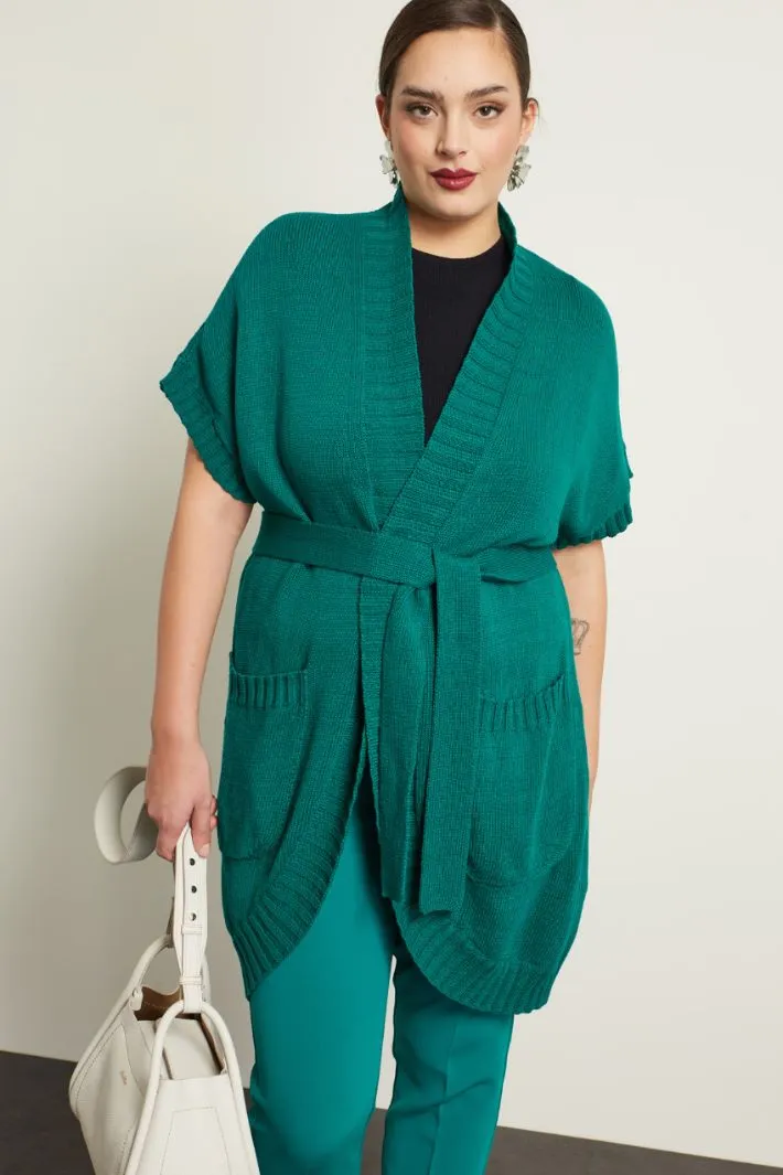 Cardigan in cotone con cintura