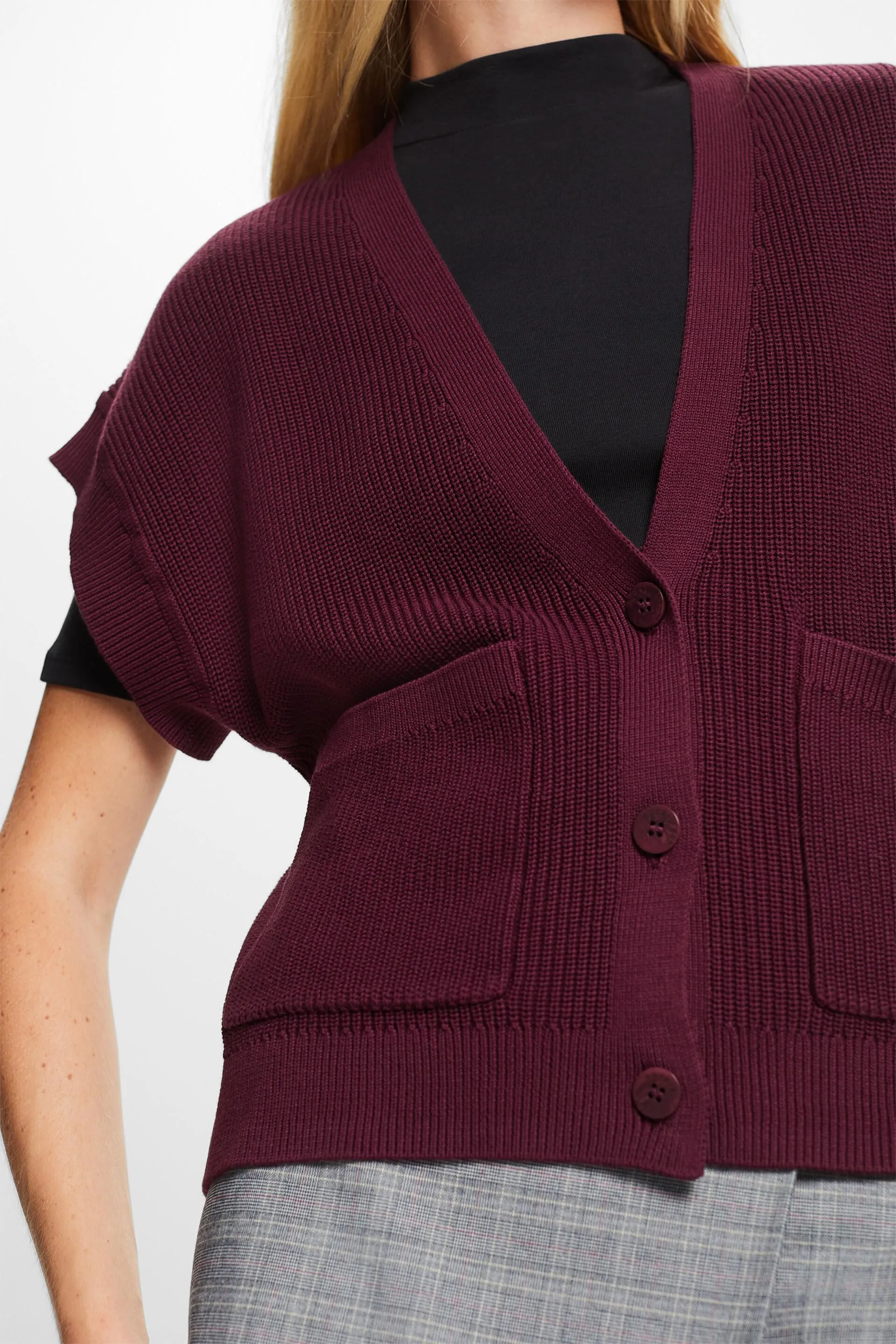 Cardigan smanicato, 100% cotone