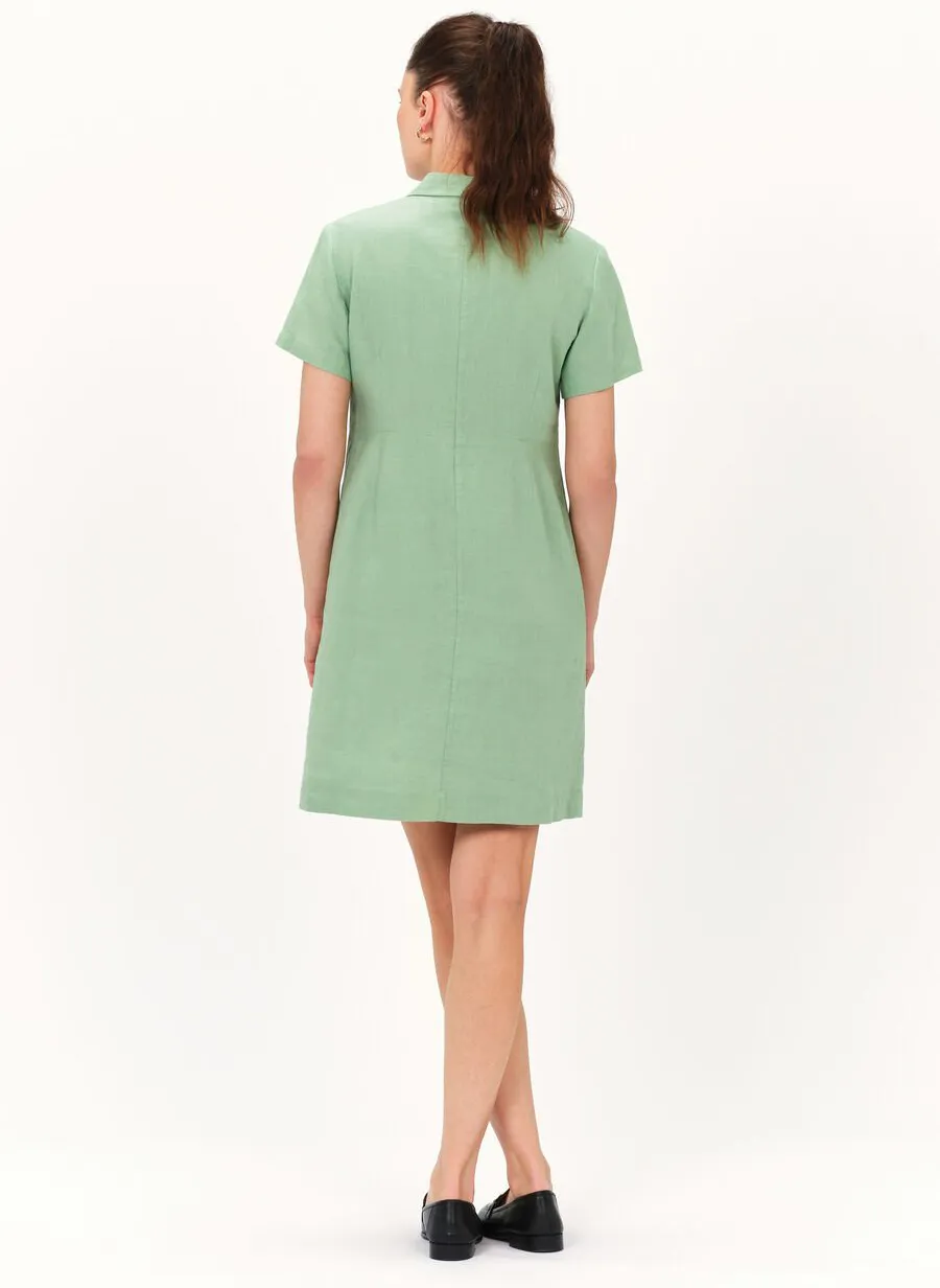  CAROLL   LAUREB - Abito corto con collo classico in lino | Verde