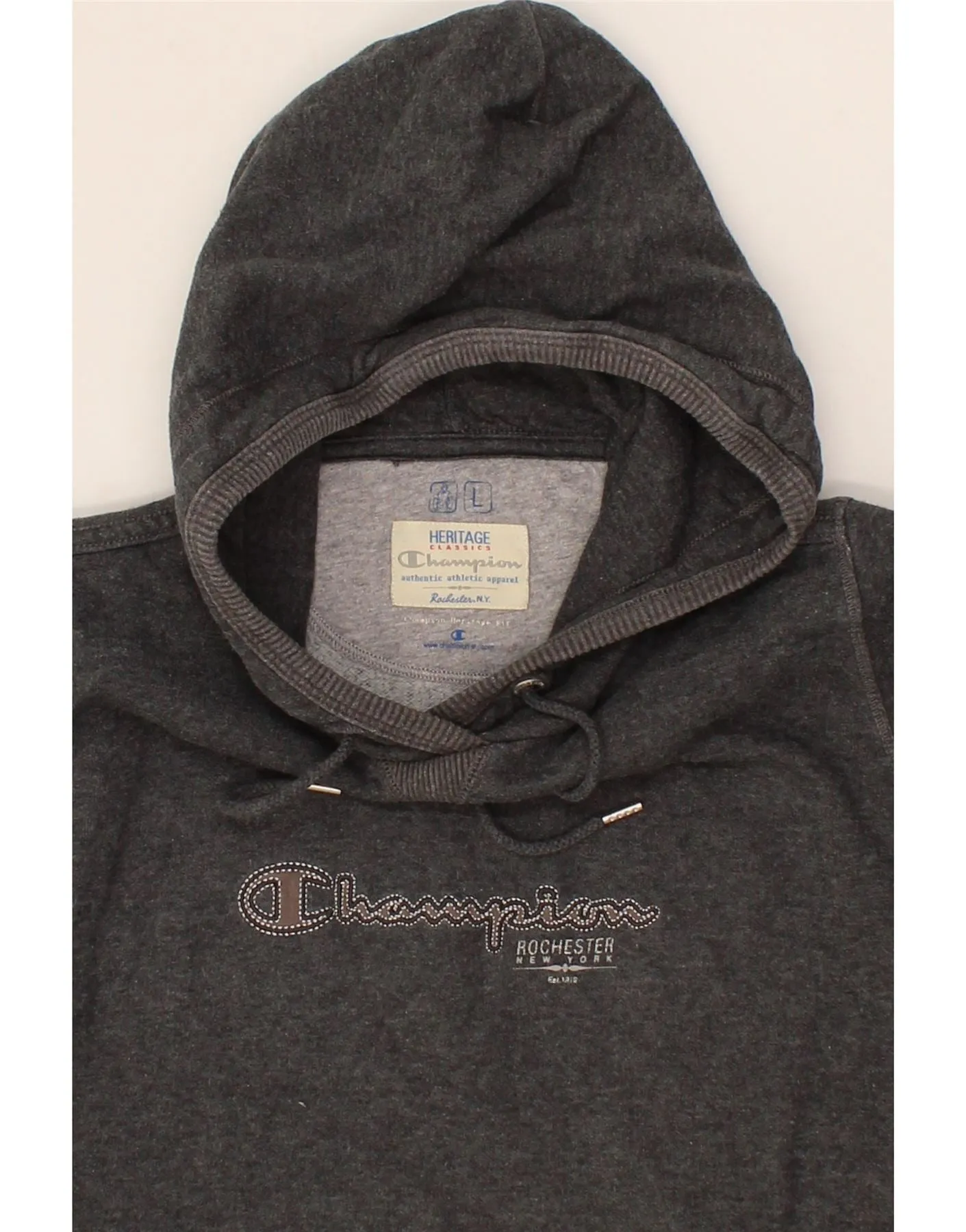 CHAMPION Womens Heritage Classics Graphic Hoodie Jumper UK 16 Large Grey