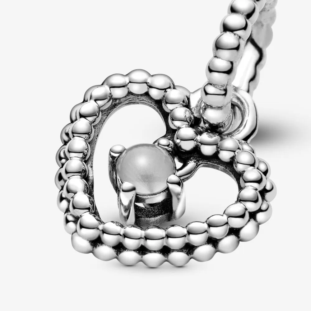 Charm Pendente Pandora A Cuore Bianco Latte Decorato Con Sfere 798854C04