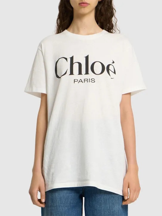 Chloé T-shirt in jersey con logo 