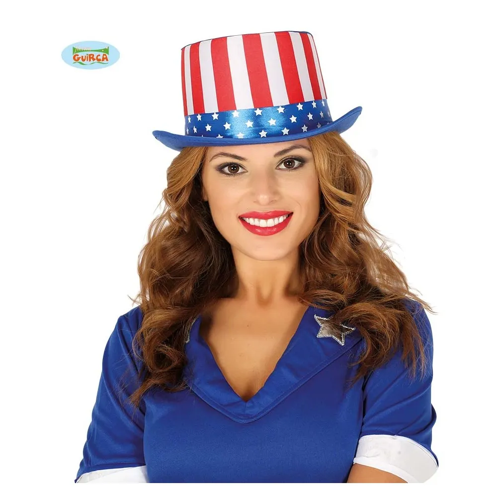 Cilindro con Bandiera Americana da adulto per Carnevale e per feste