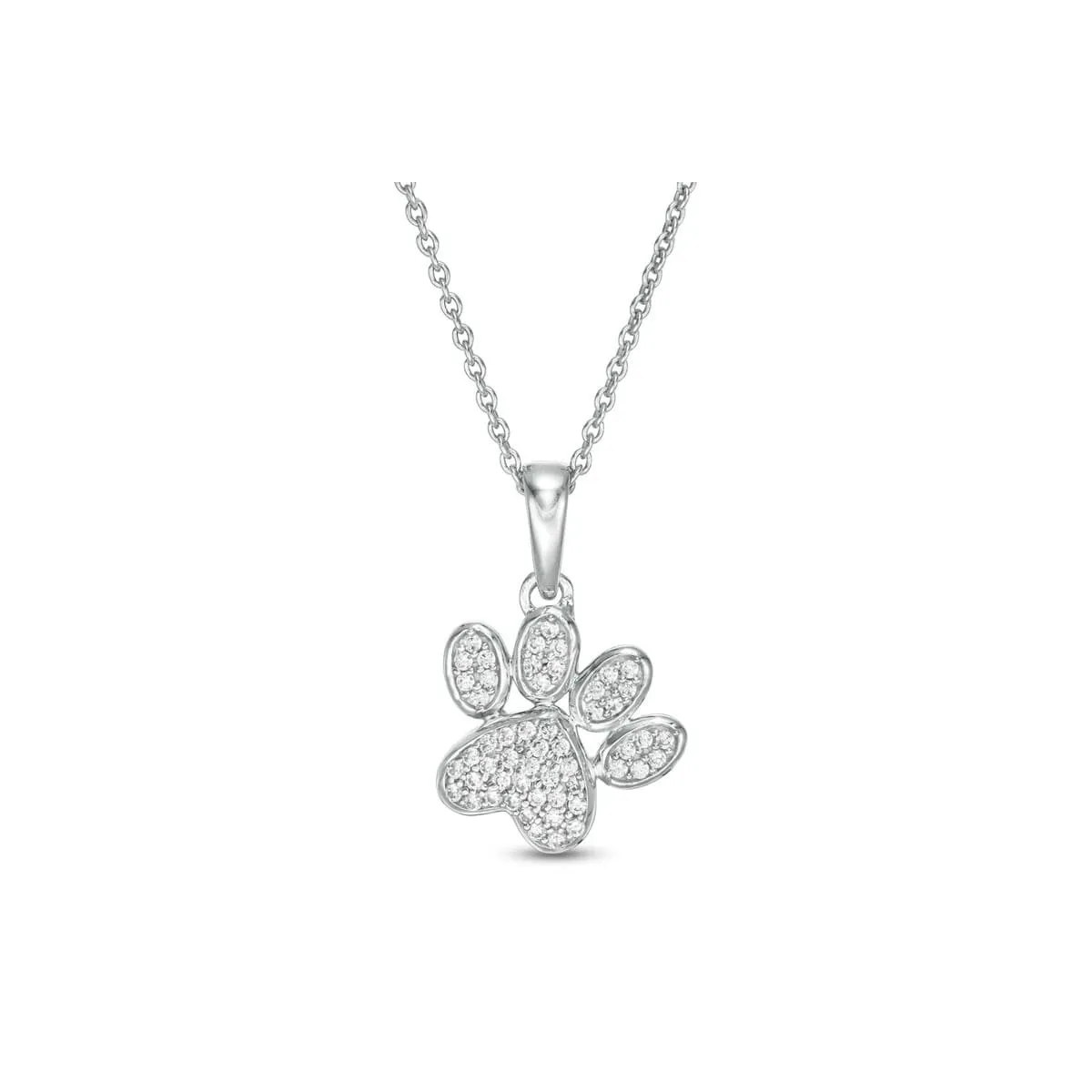 Ciondolo Zampa con diamanti 0.20 carati in Oro Bianco 18k
