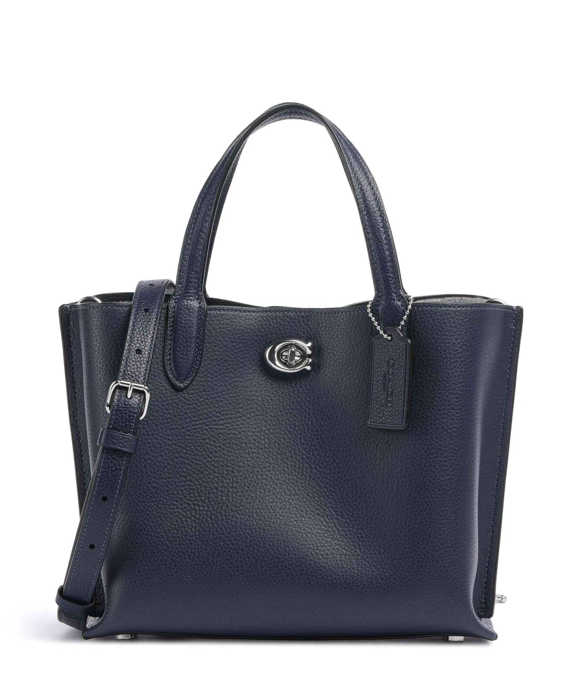 Coach Willow 24 Borsa a mano pelle di vacchetta grana navy  