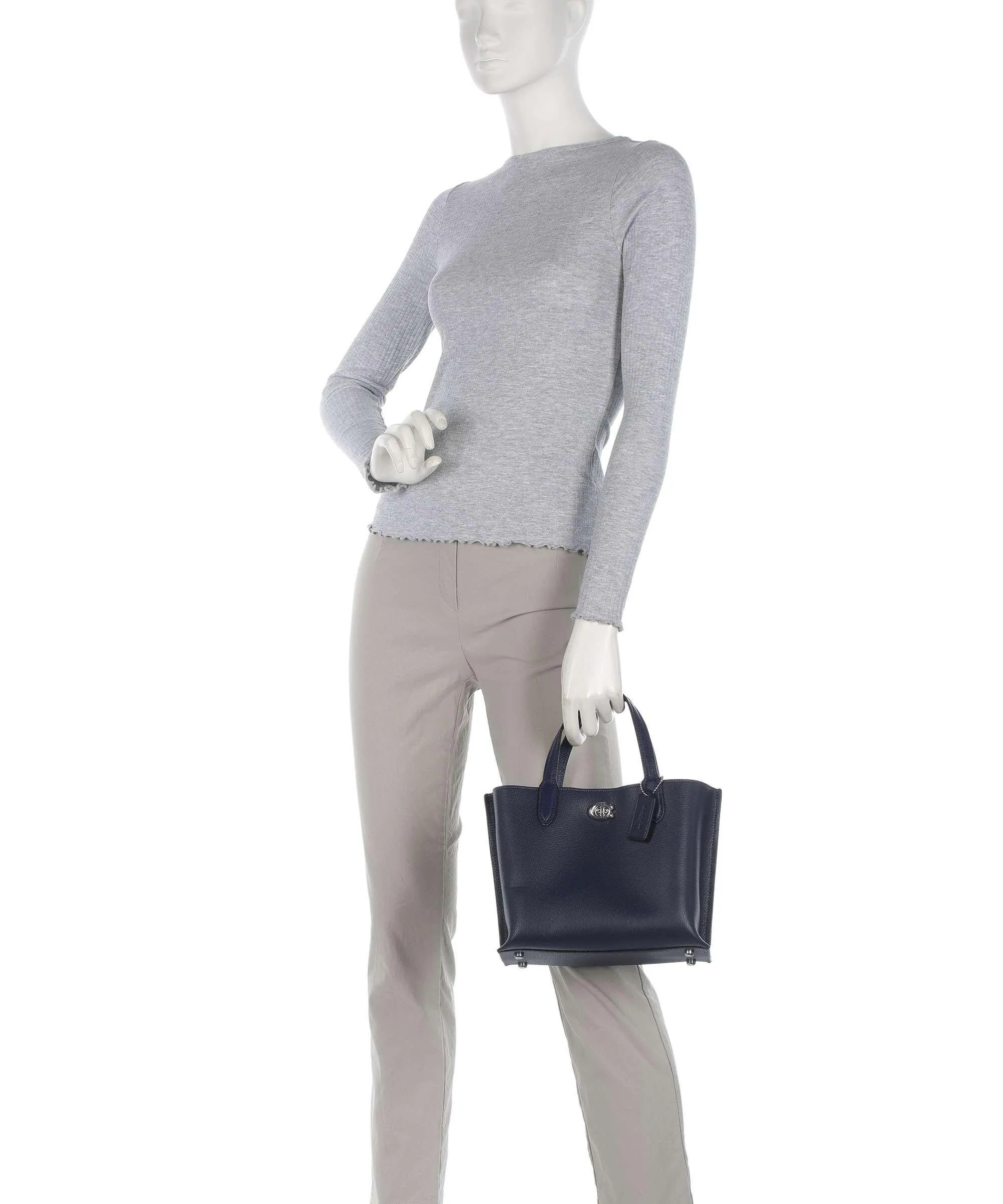  Coach Willow 24 Borsa a mano pelle di vacchetta grana navy  