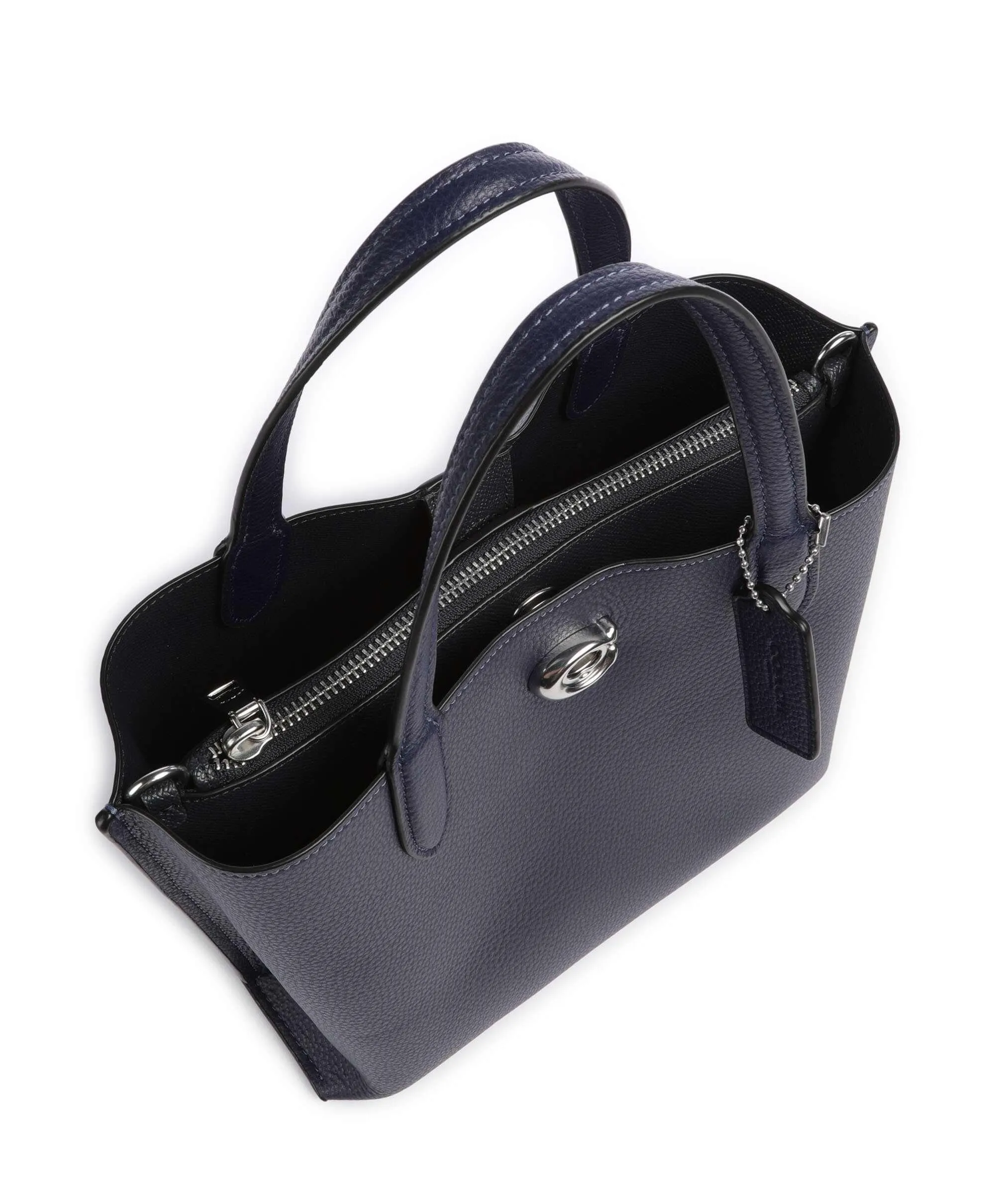  Coach Willow 24 Borsa a mano pelle di vacchetta grana navy  