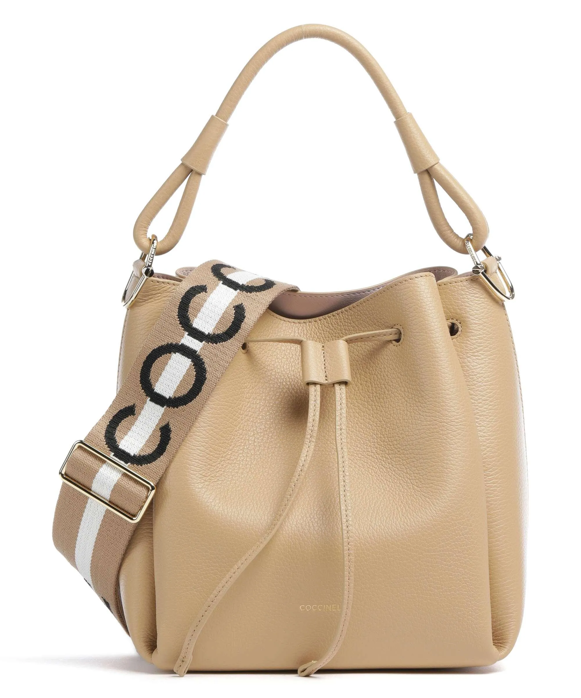  Coccinelle Eclyps Borsa a secchiello pelle granulata beige  