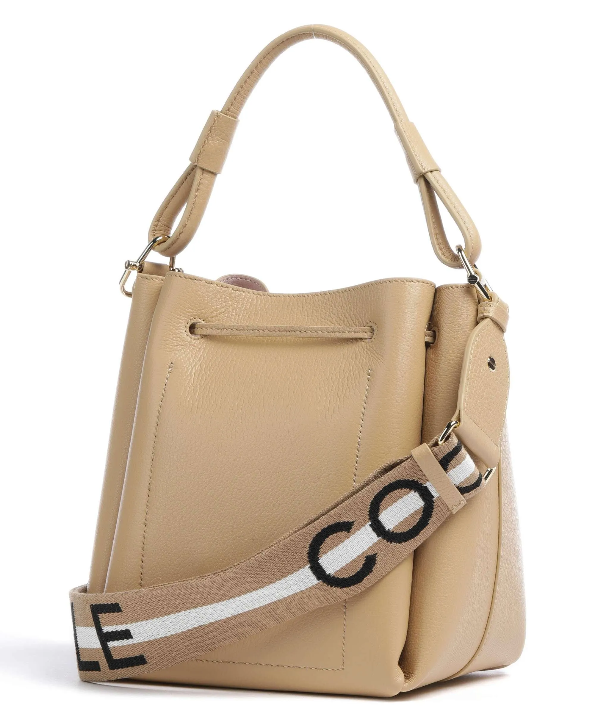 Coccinelle Eclyps Borsa a secchiello pelle granulata beige  