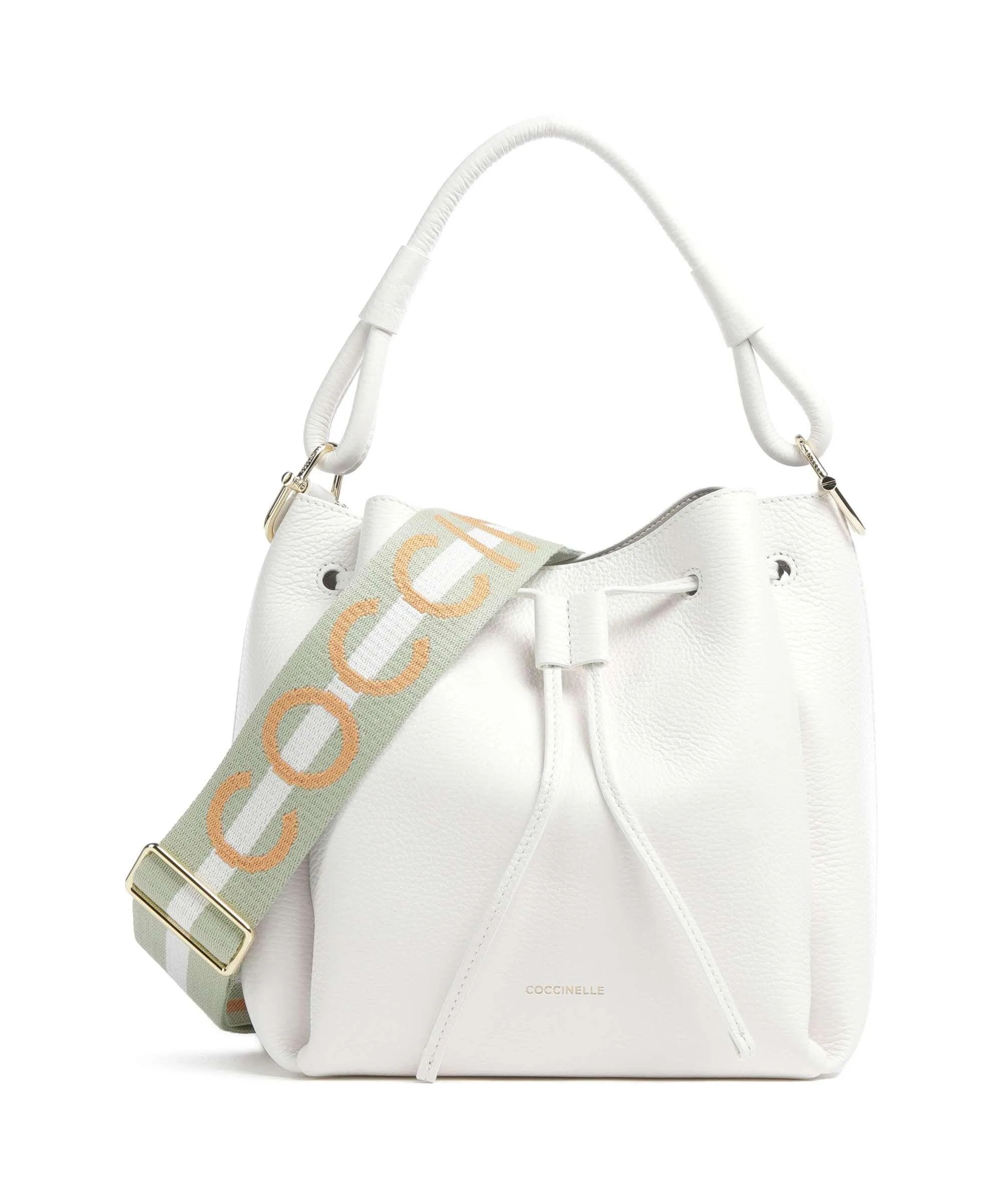  Coccinelle Eclyps Borsa a secchiello pelle granulata bianco  