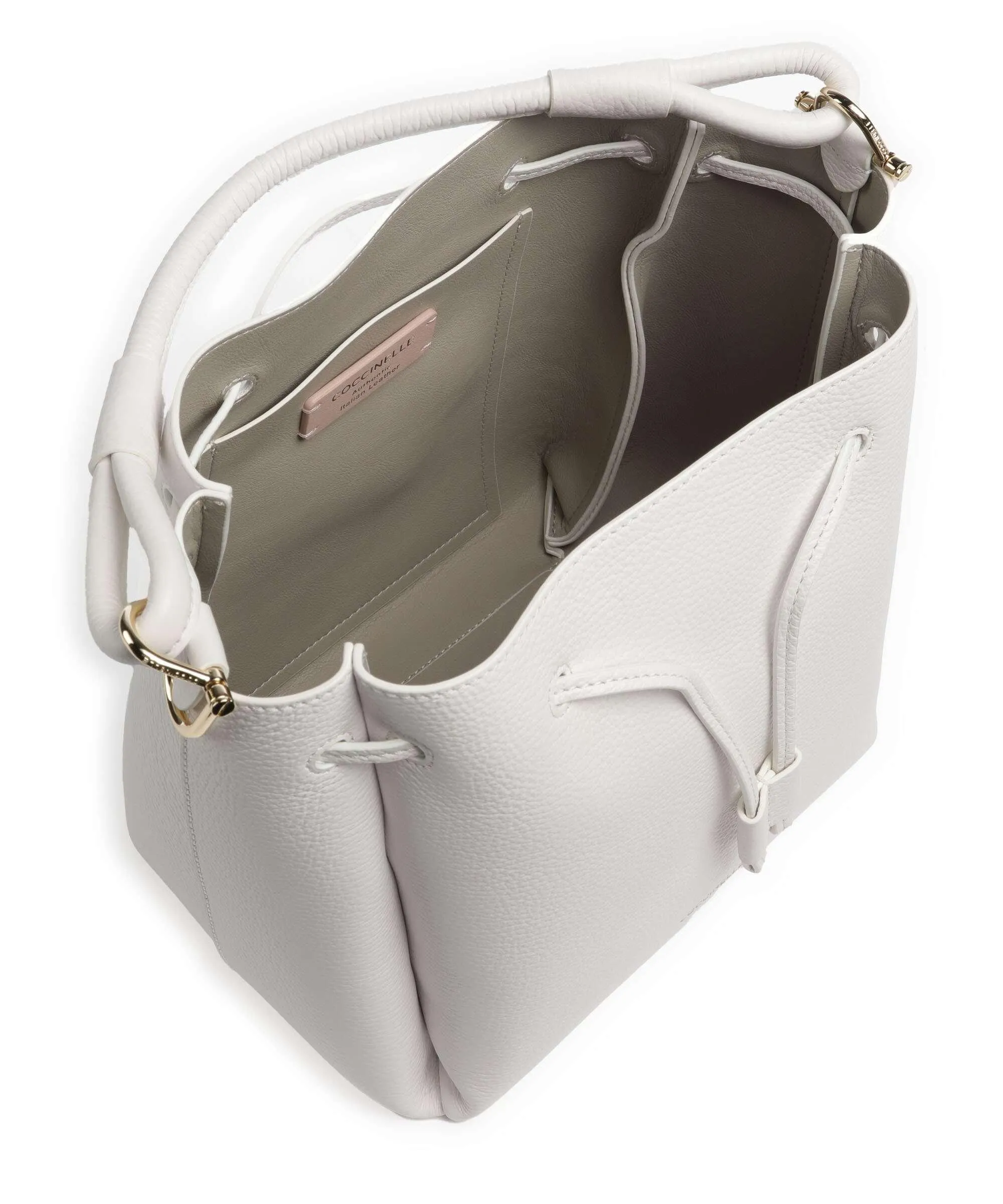  Coccinelle Eclyps Borsa a secchiello pelle granulata bianco  