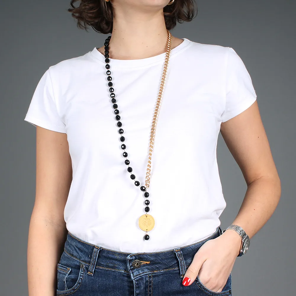 Collana Francesca medaglia oro/nero