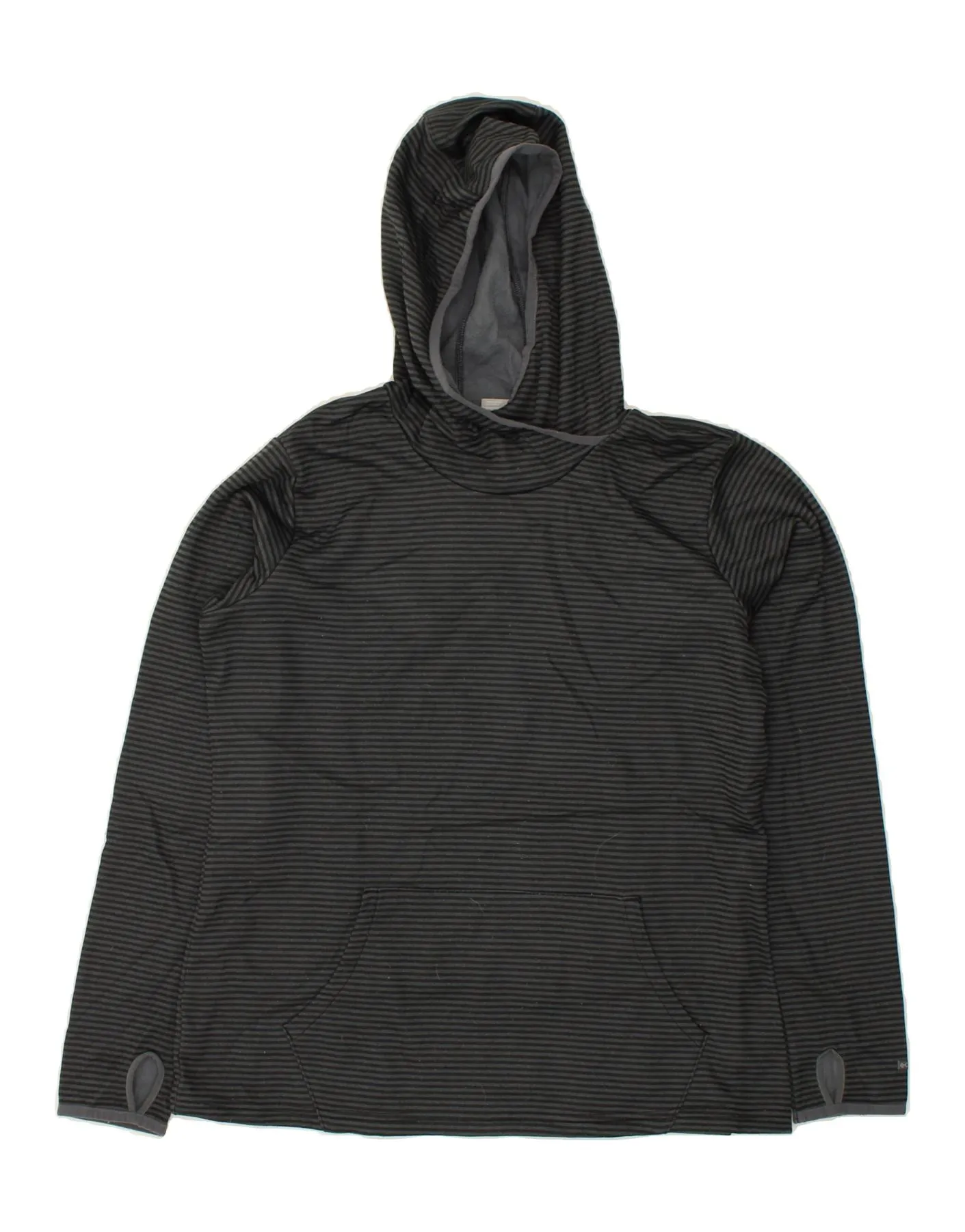 COLUMBIA Mens Hoodie Jumper Large Black Pinstripe Polyester