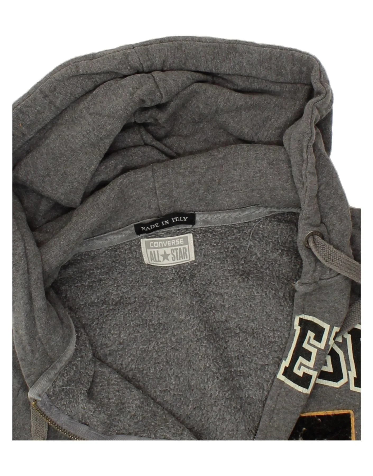 CONVERSE Mens Graphic Zip Hoodie Sweater Medium Grey Cotton