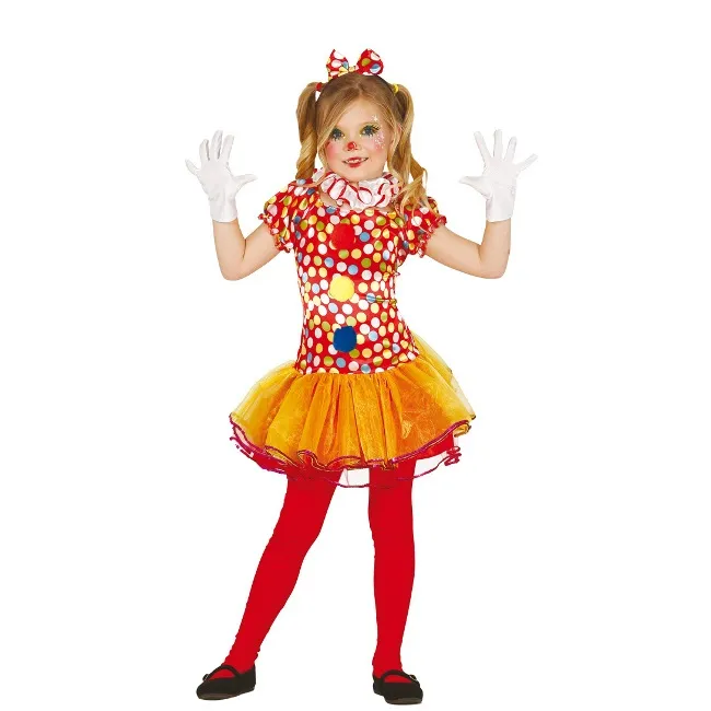 Costume da clown a pois rossi per bambina