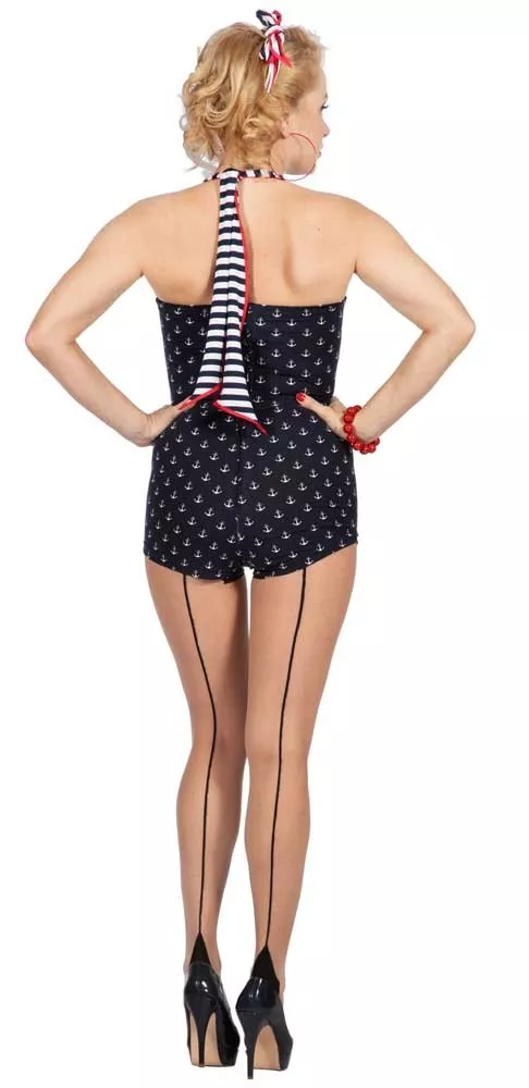 Costume da ragazza pin-up blu scuro