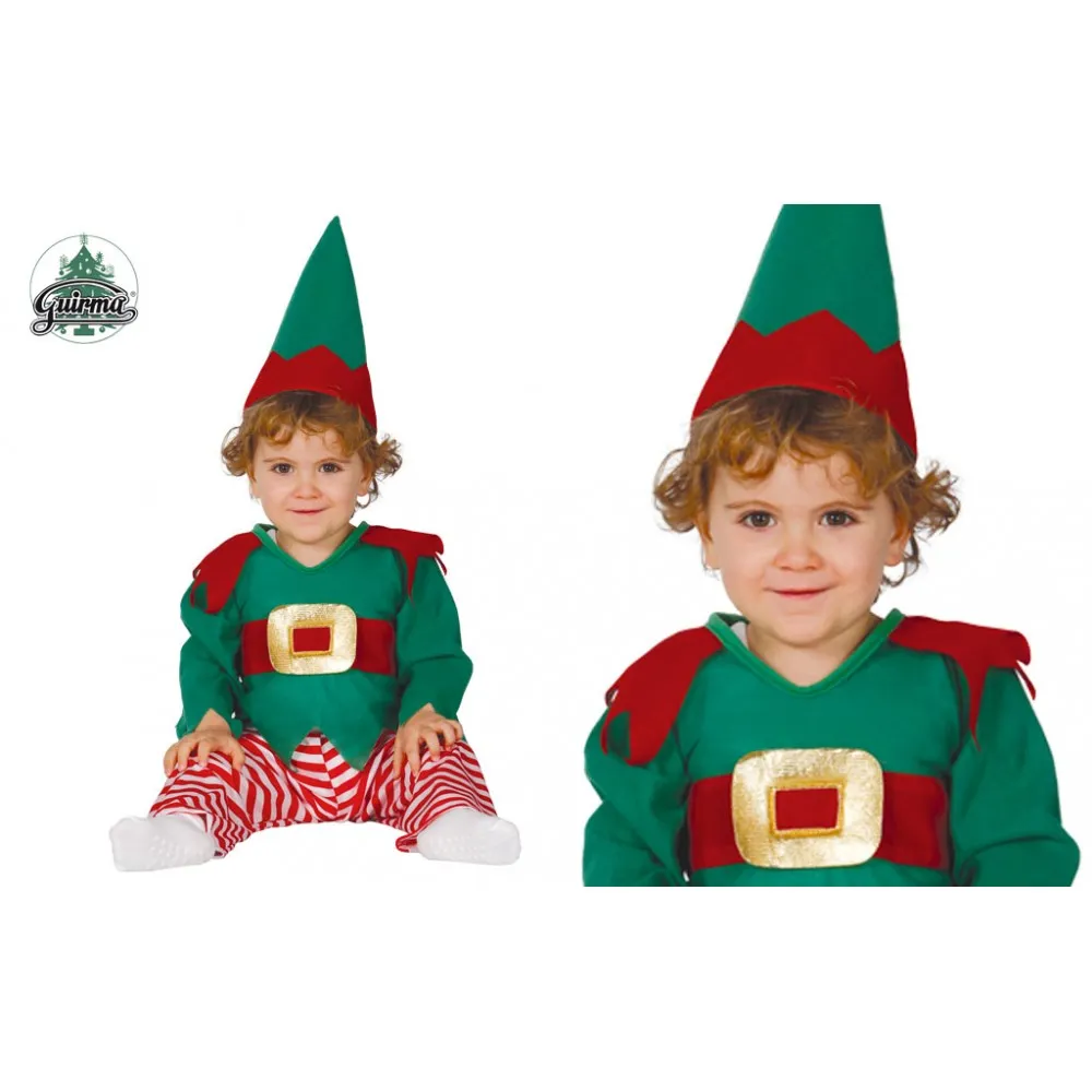 Costume Elfo Natale Bambino Gnomo Nano Carnevale Festa Party