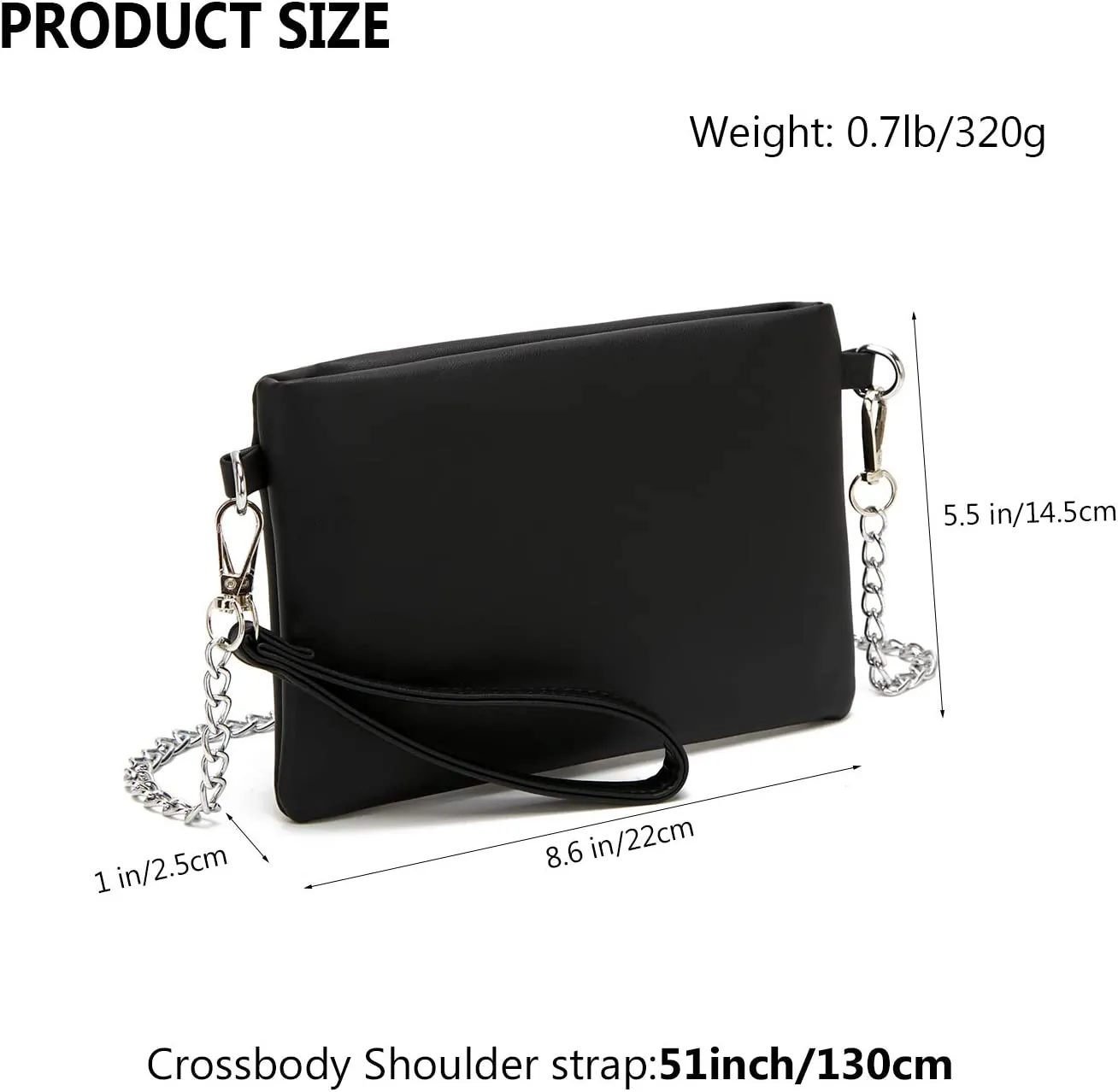 DCCN Borsa a tracolla piccola in pelle PU per donna Retro Nero
