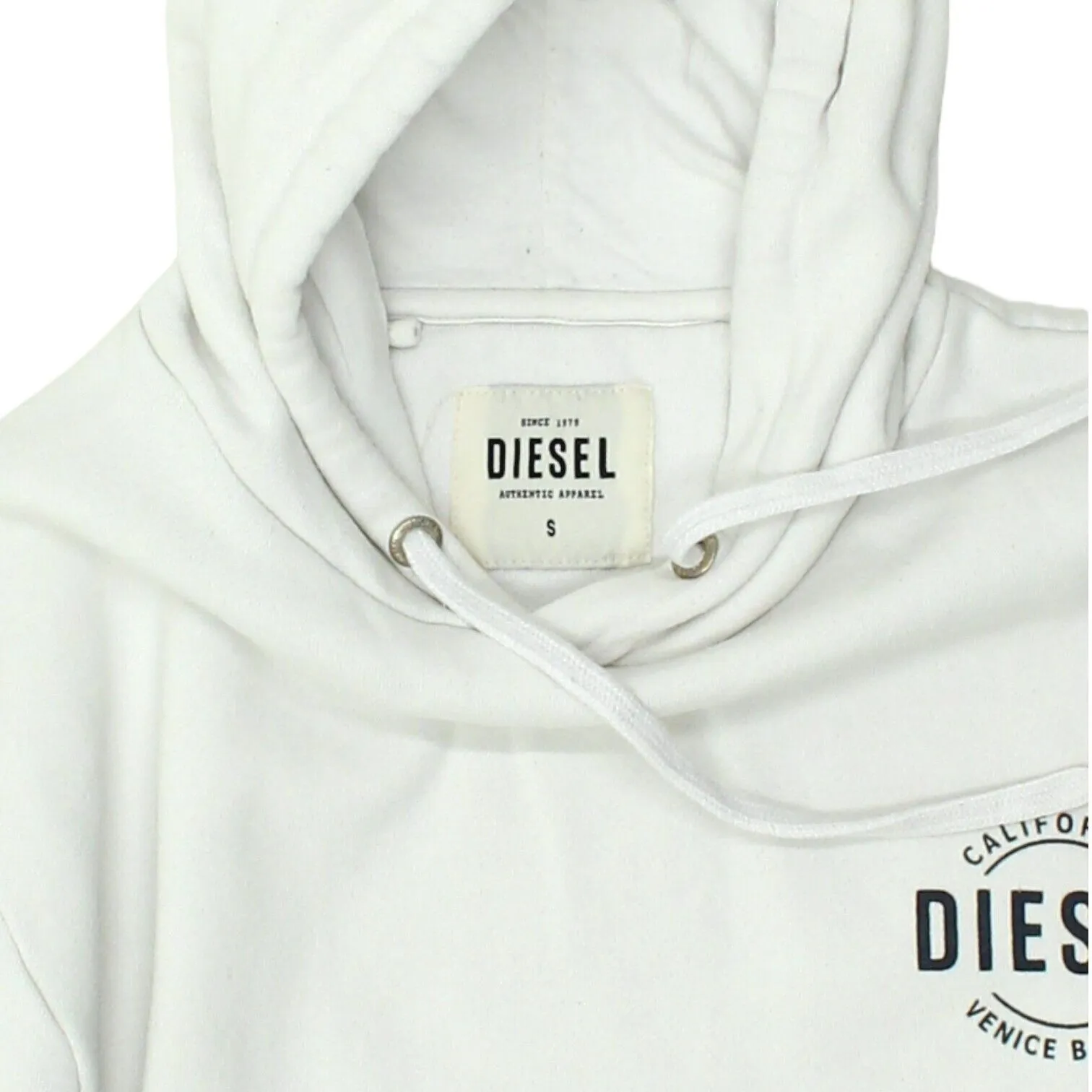 Diesel Mens White Pullover Logo Hoodie | Casual Designer Sportswear Hoody VTG