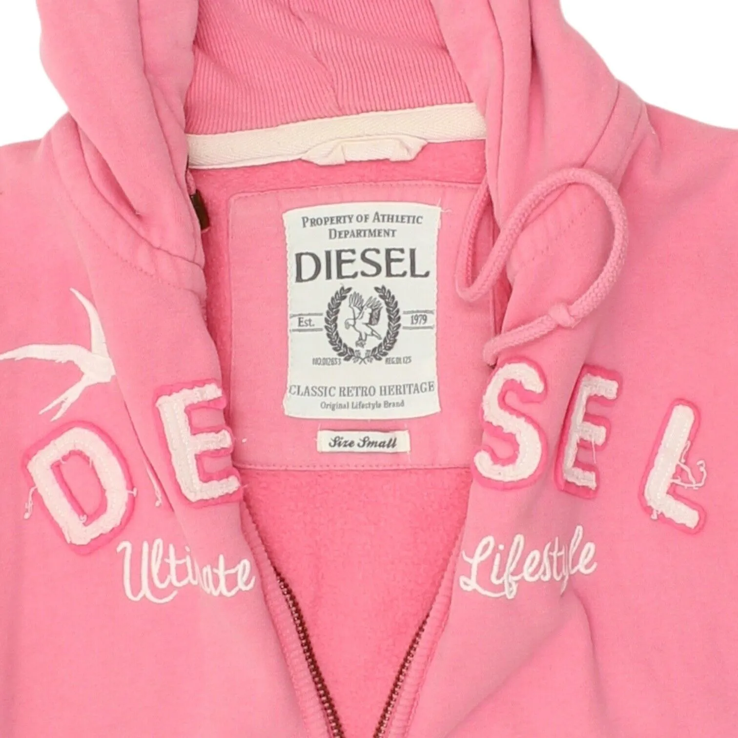 Diesel Womens Pink Full Zip Hoodie | Vintage Casual Sportswear Hoody VTG