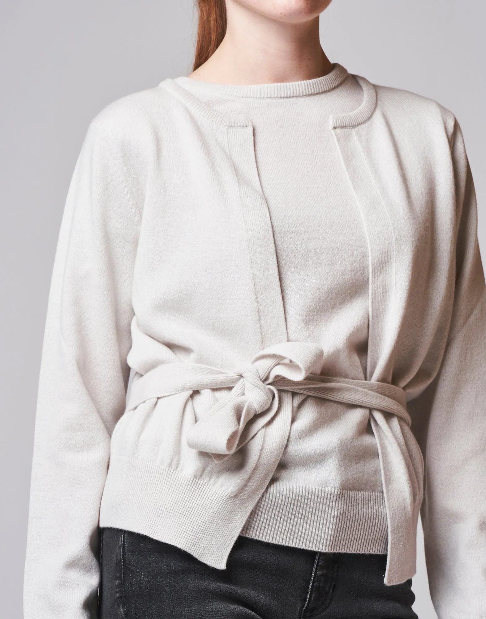 DOUUOD Cardigan in cashemere con cintura