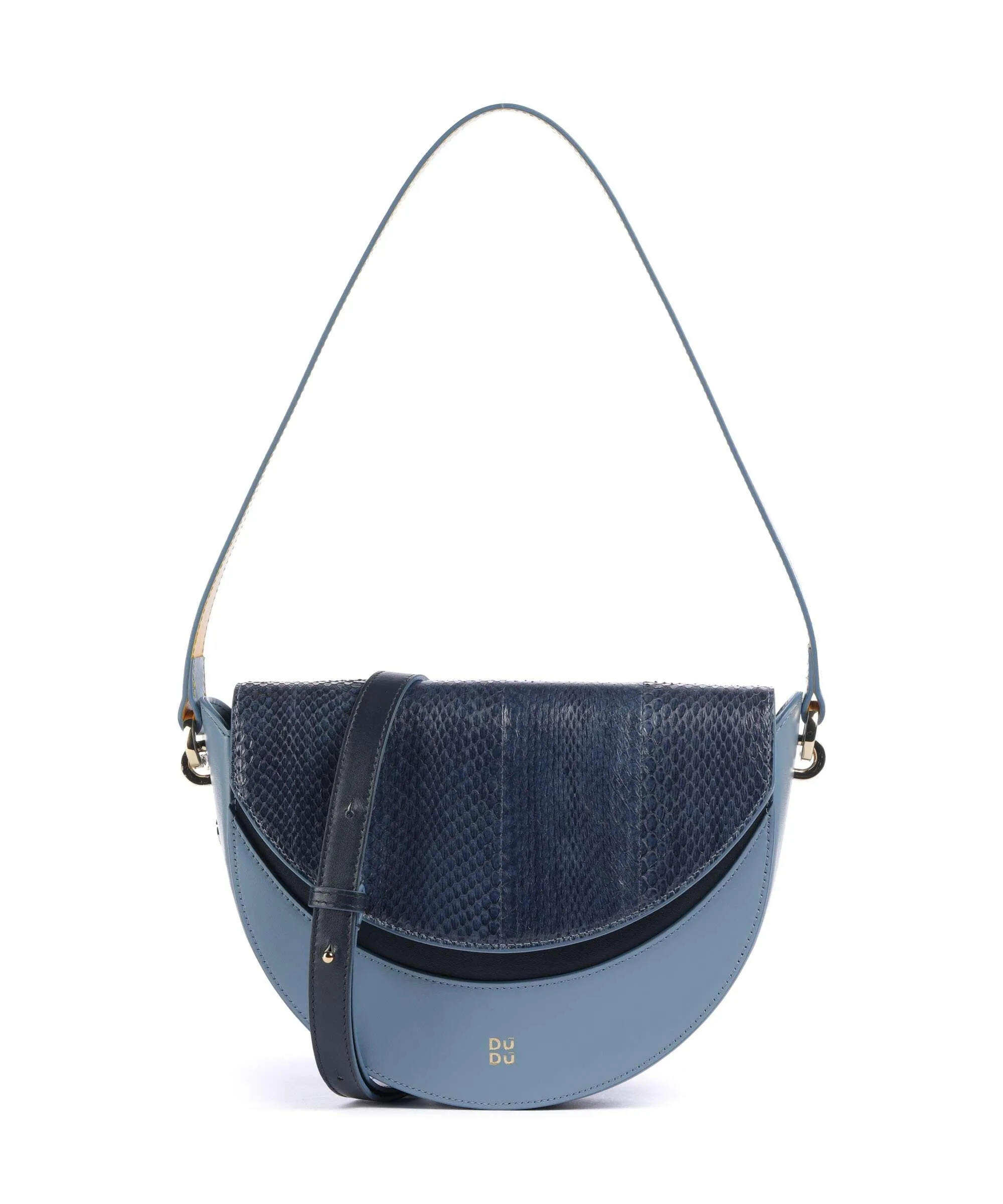  DuDu Bags Smile Bag Borsa a spalla pelle in rilievo blu-grigio  