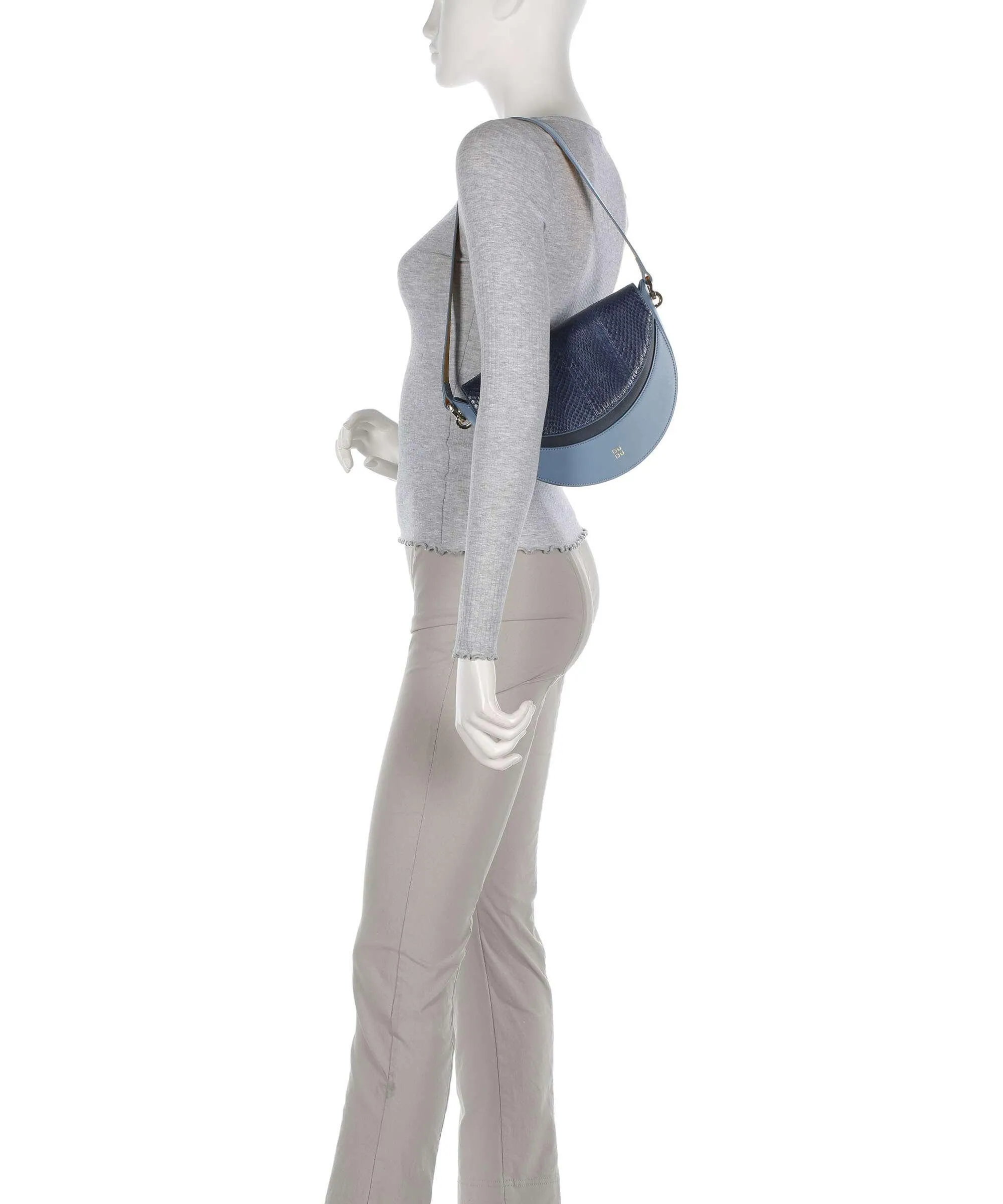  DuDu Bags Smile Bag Borsa a spalla pelle in rilievo blu-grigio  