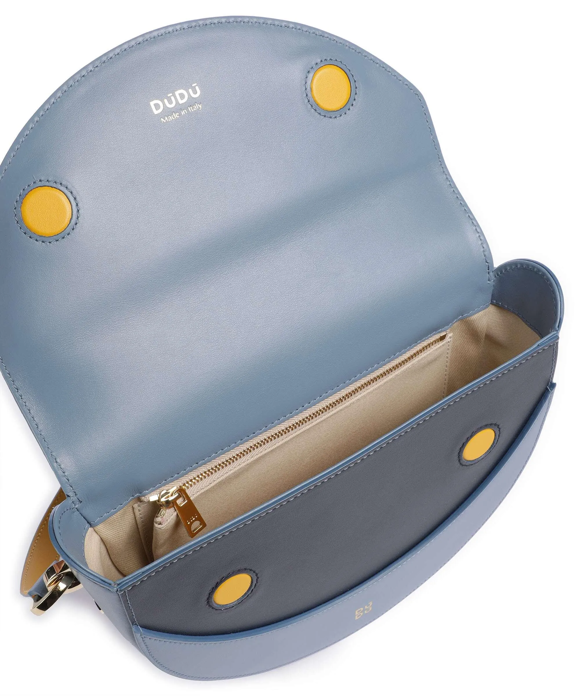  DuDu Bags Smile Bag Borsa a spalla pelle in rilievo blu-grigio  