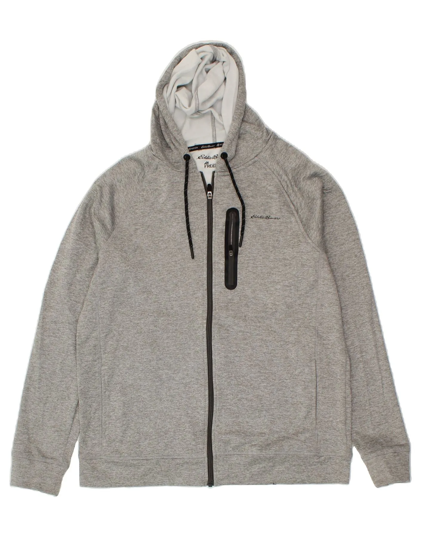 EDDIE BAUER Mens Zip Hoodie Sweater Medium Grey Polyester