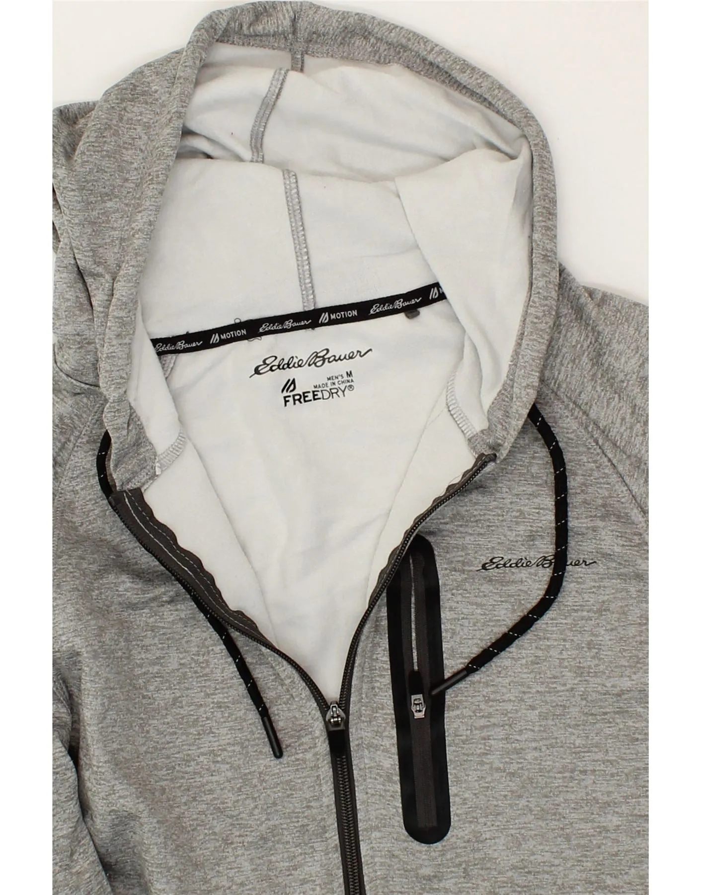 EDDIE BAUER Mens Zip Hoodie Sweater Medium Grey Polyester