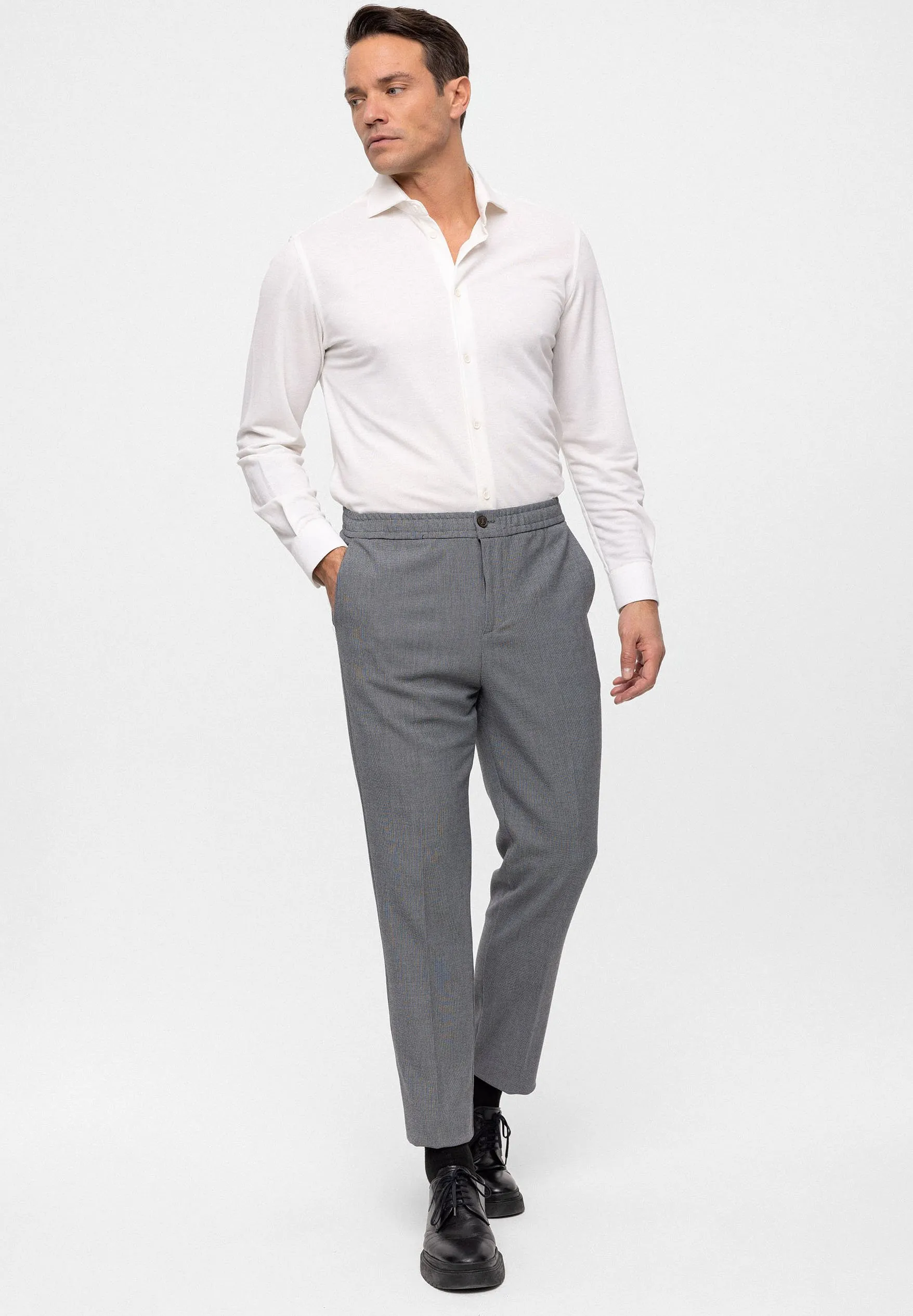 ELASTIC WAIST  BELT DETAILED - Pantaloni