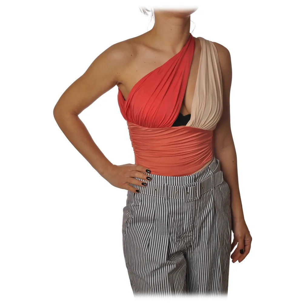 Elisabetta Franchi - Body Monospalla - Arancione - Top - Made in Italy - Luxury Exclusive Collection