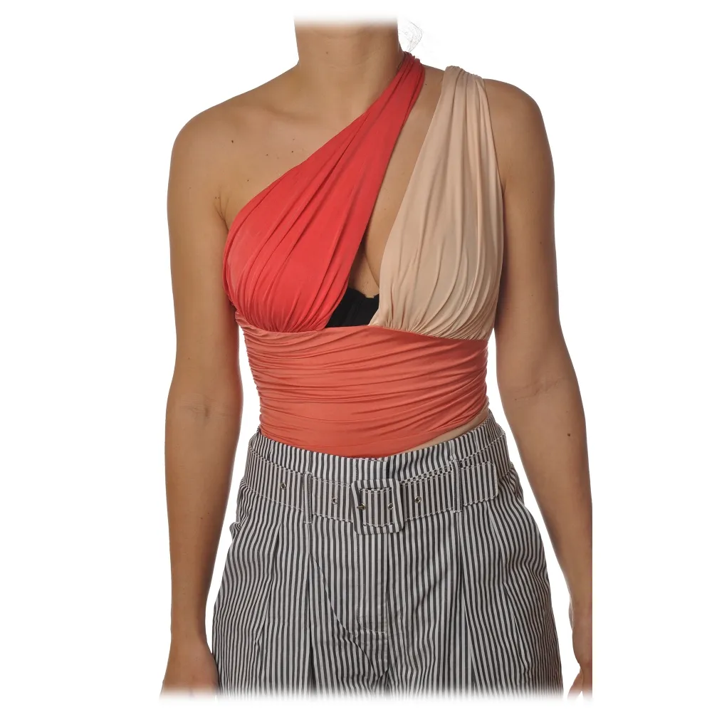 Elisabetta Franchi - Body Monospalla - Arancione - Top - Made in Italy - Luxury Exclusive Collection