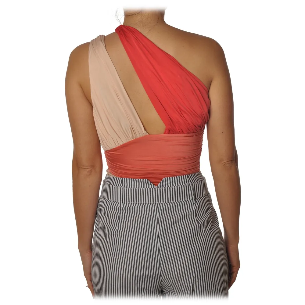 Elisabetta Franchi - Body Monospalla - Arancione - Top - Made in Italy - Luxury Exclusive Collection