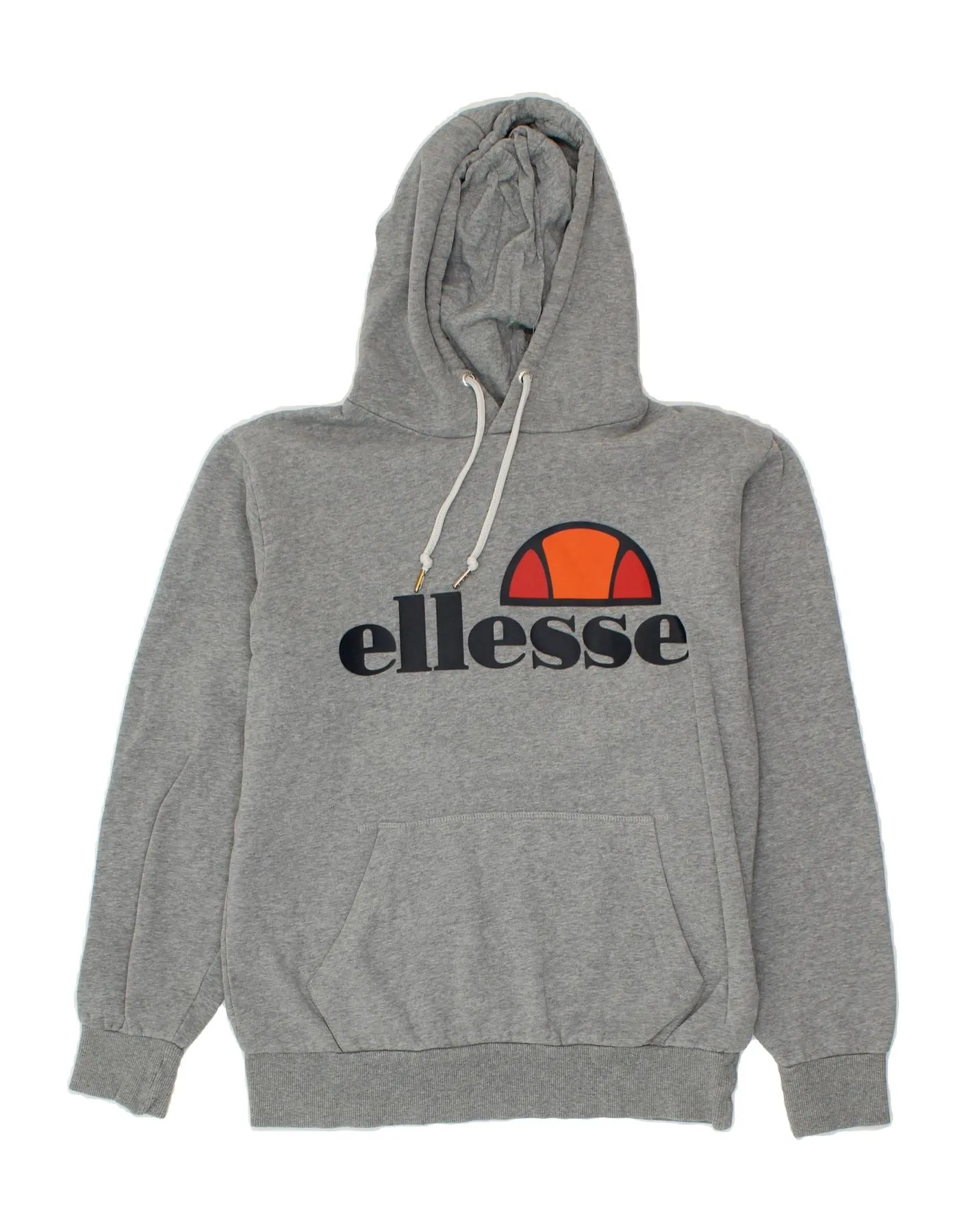 ELLESSE Mens Graphic Hoodie Jumper Large Grey Cotton