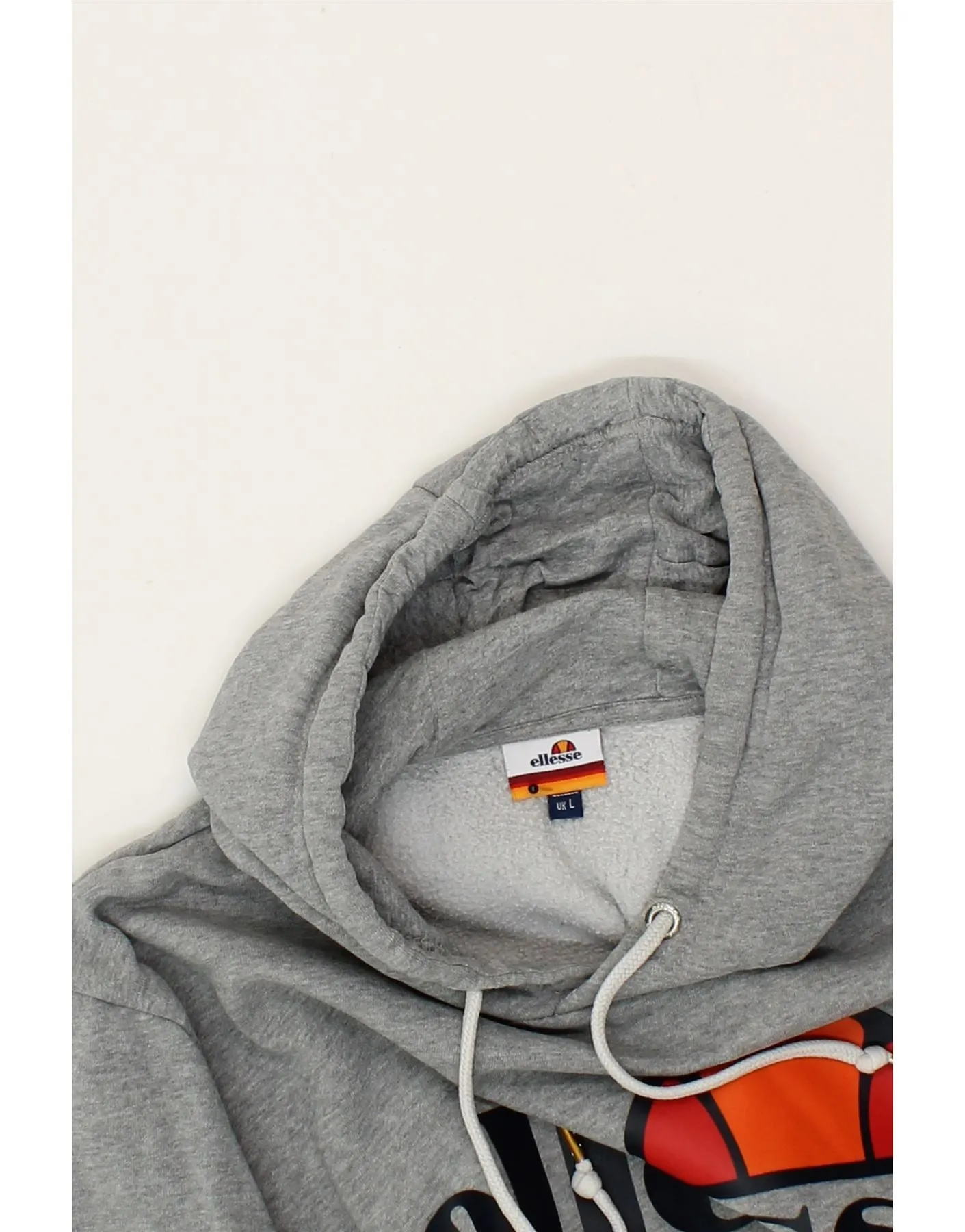 ELLESSE Mens Graphic Hoodie Jumper Large Grey Cotton