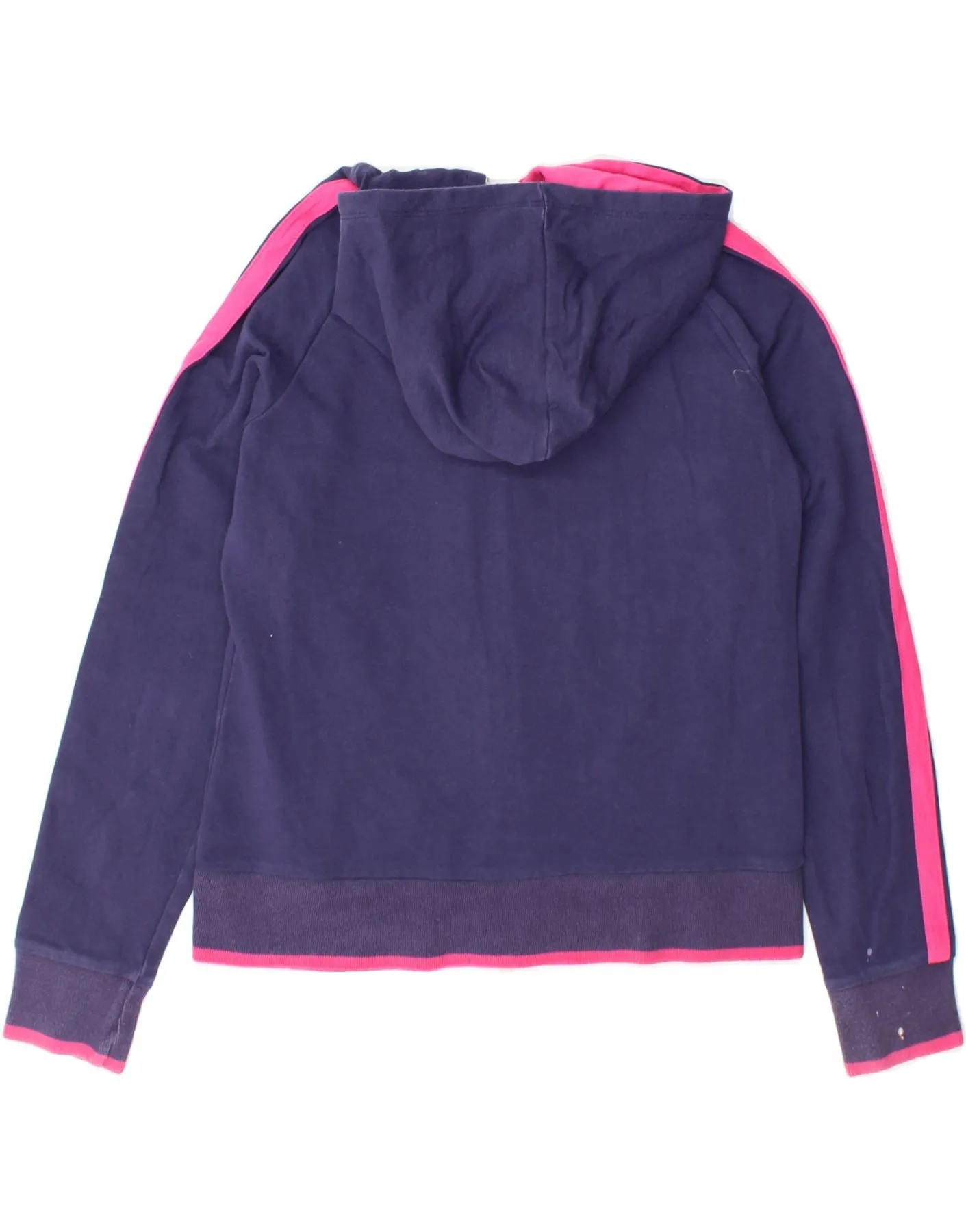 ELLESSE Womens Zip Hoodie Sweater UK 12 Medium Navy Blue Cotton