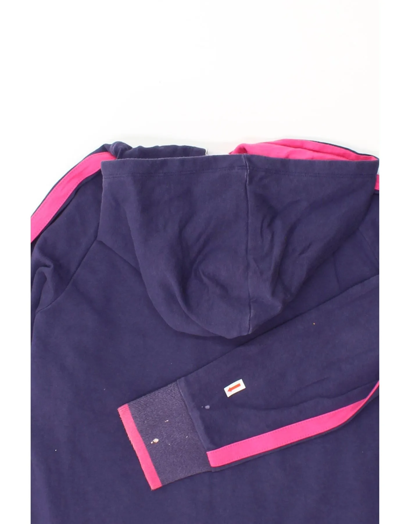 ELLESSE Womens Zip Hoodie Sweater UK 12 Medium Navy Blue Cotton